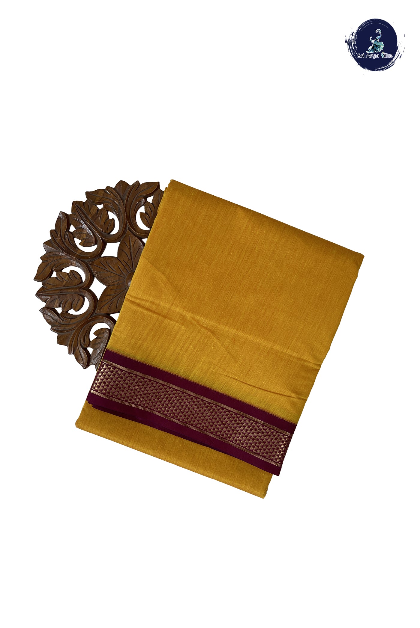 Yellow Madisar Semi Silk Cotton Saree With Plain Pattern