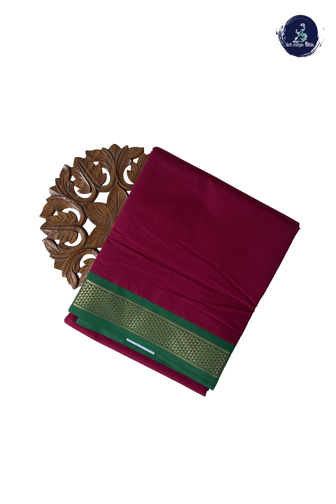 Magenta Purple Madisar Semi Silk Cotton Saree With Plain Pattern