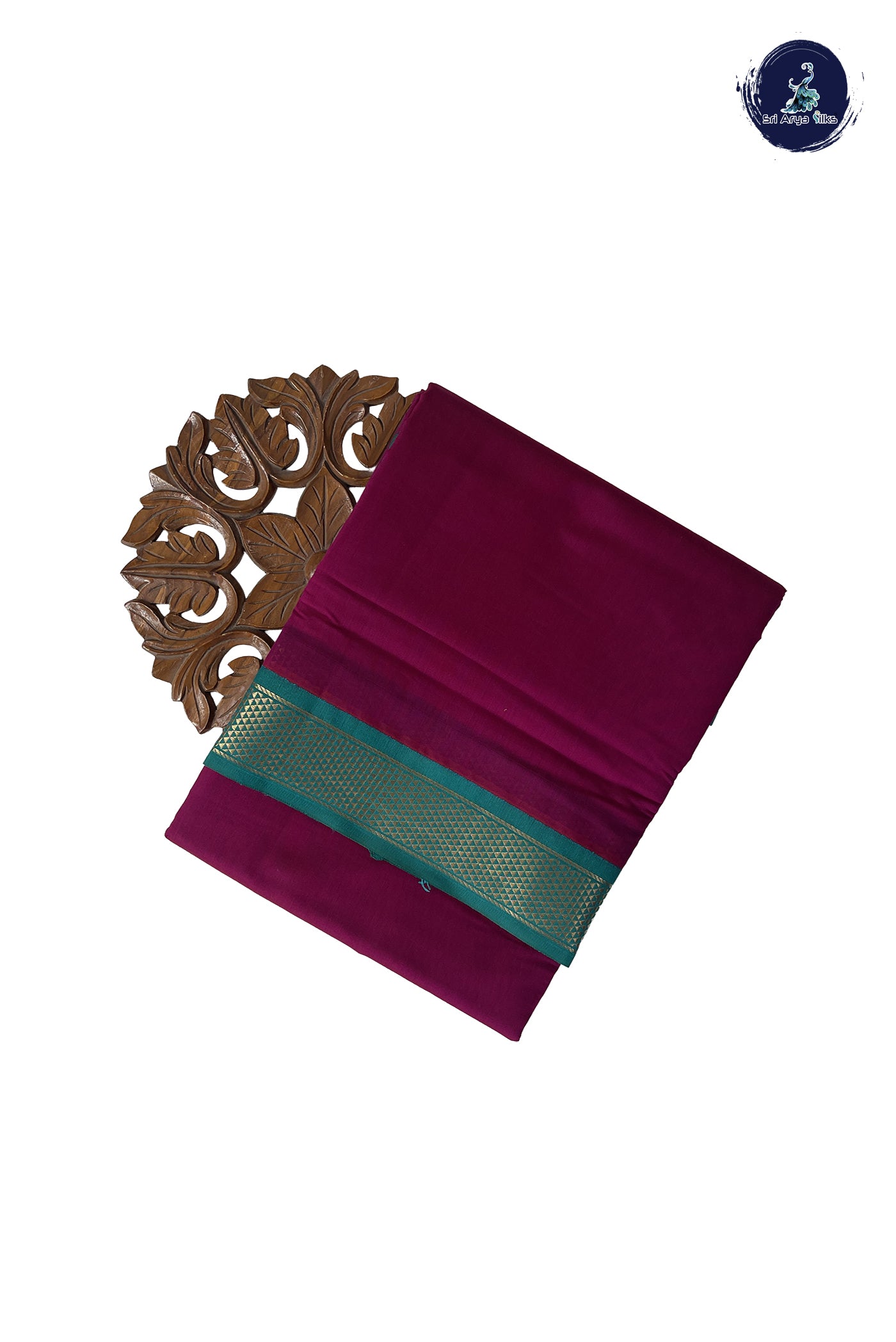 Magenta Purple Madisar Semi Silk Cotton Saree With Plain Pattern