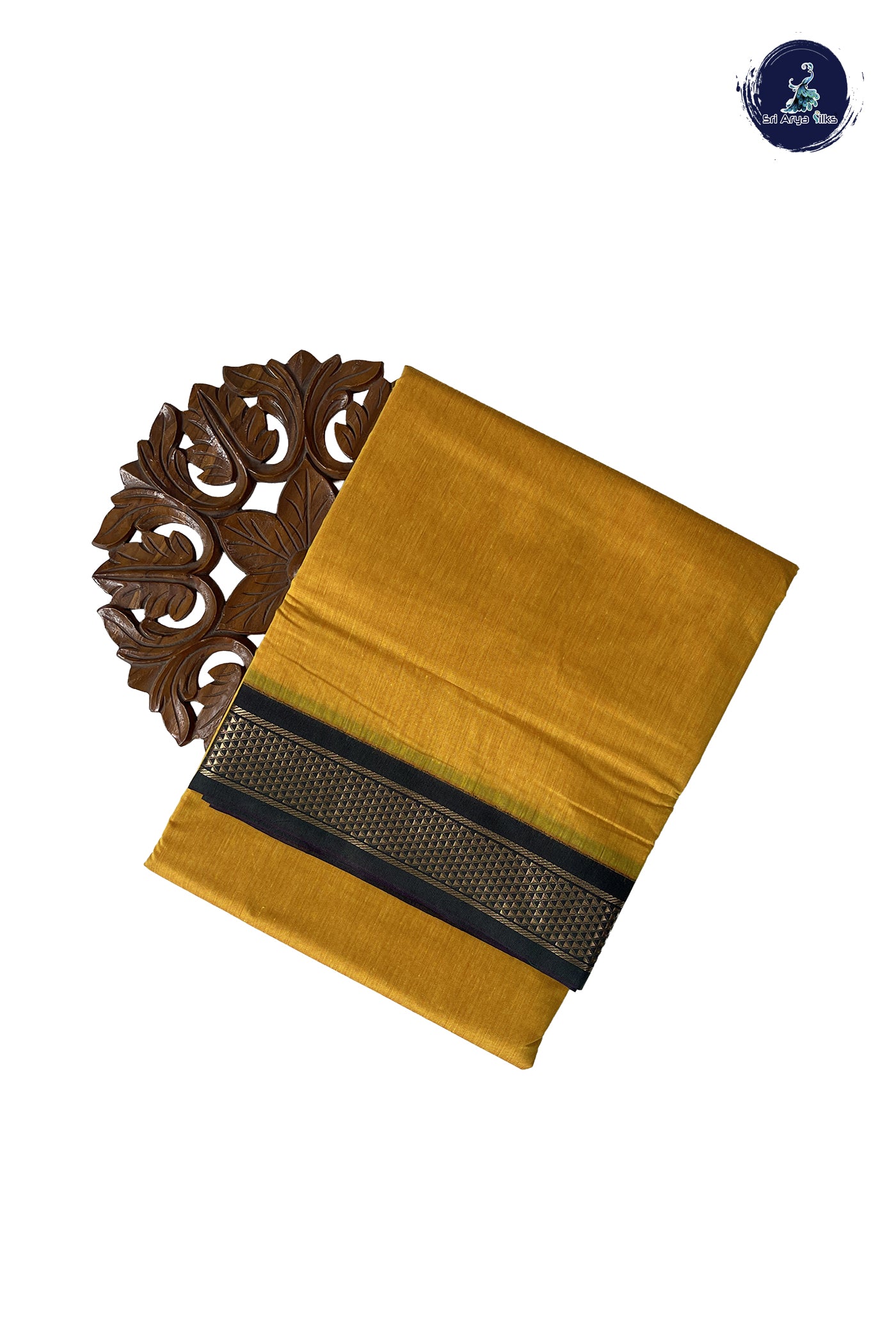 Yellow Madisar Semi Silk Cotton Saree With Plain Pattern