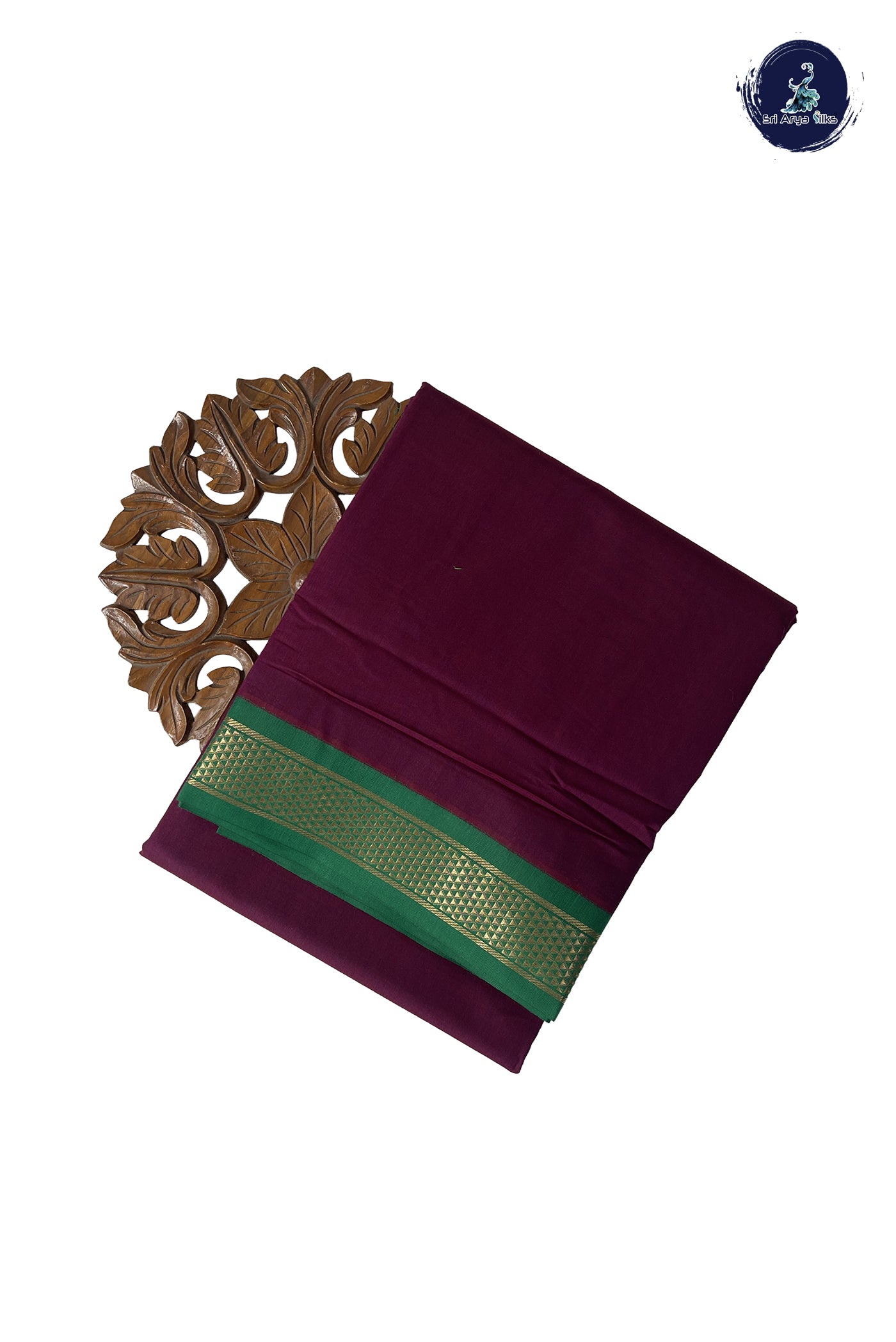 Burgundy Madisar Semi Silk Cotton Saree With Plain Pattern