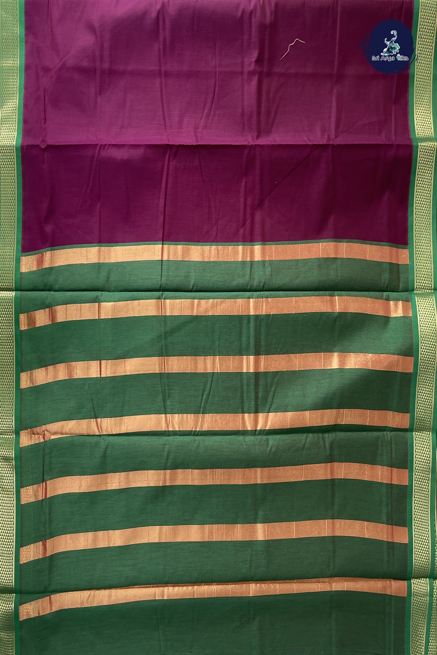 Burgundy Madisar Semi Silk Cotton Saree With Plain Pattern