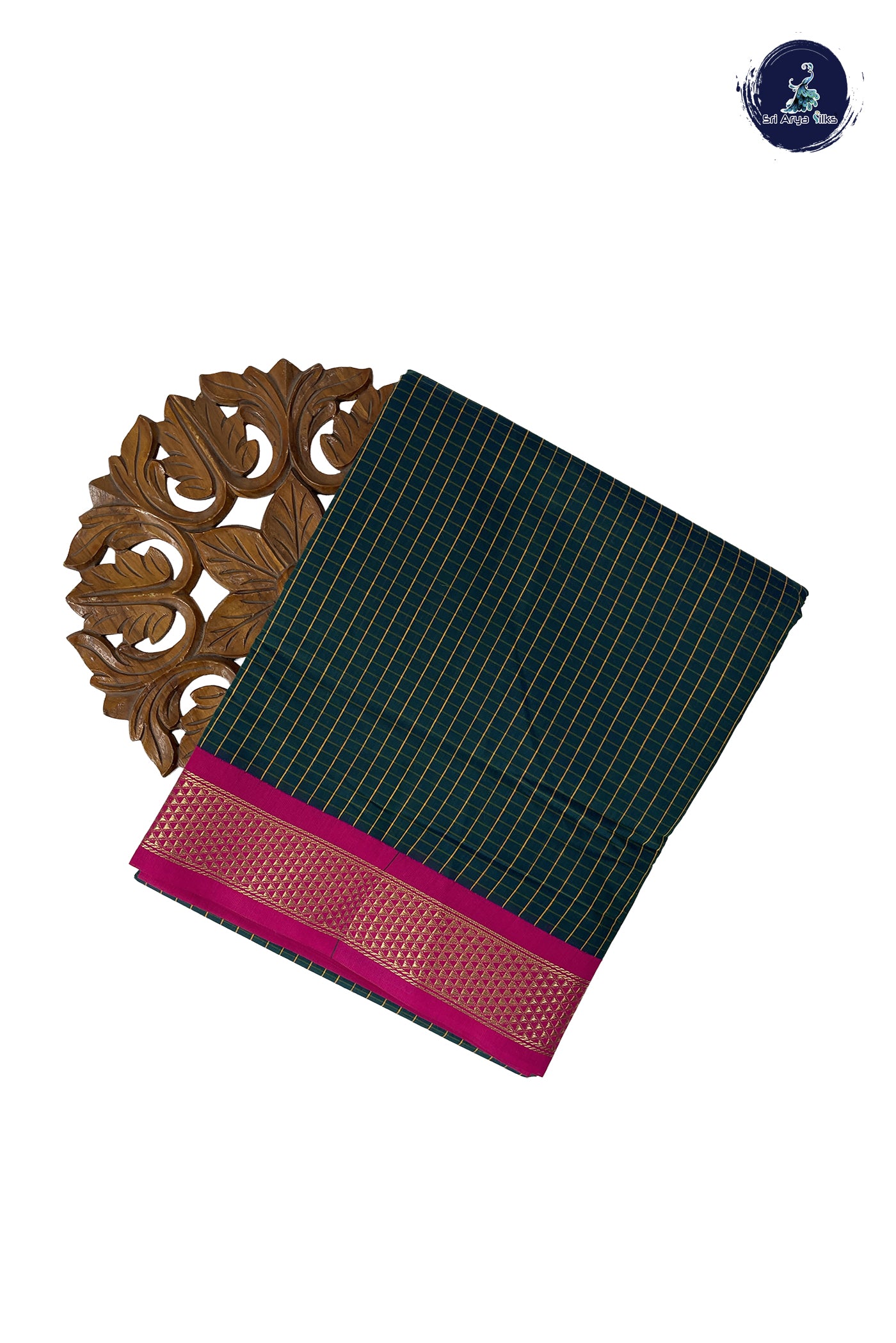 Green Madisar Semi Silk Cotton Saree With Checked Pattern