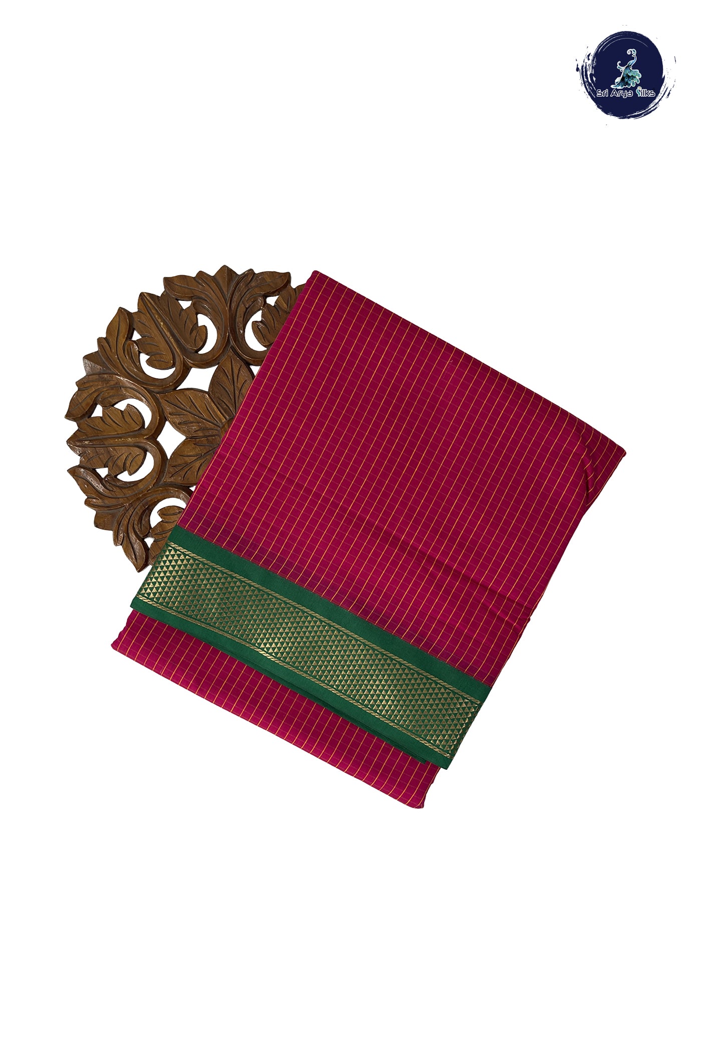 Dark Pink Madisar Semi Silk Cotton Saree With Checked Pattern