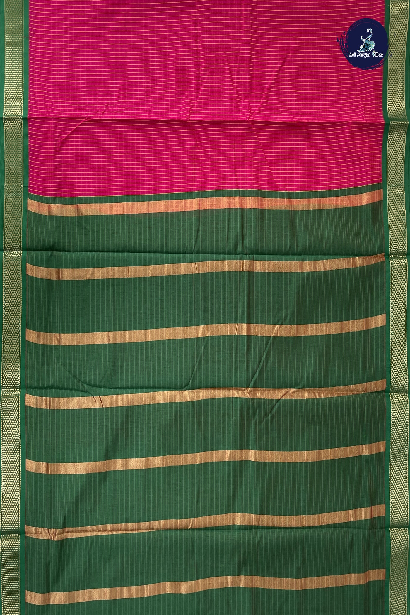 Dark Pink Madisar Semi Silk Cotton Saree With Checked Pattern
