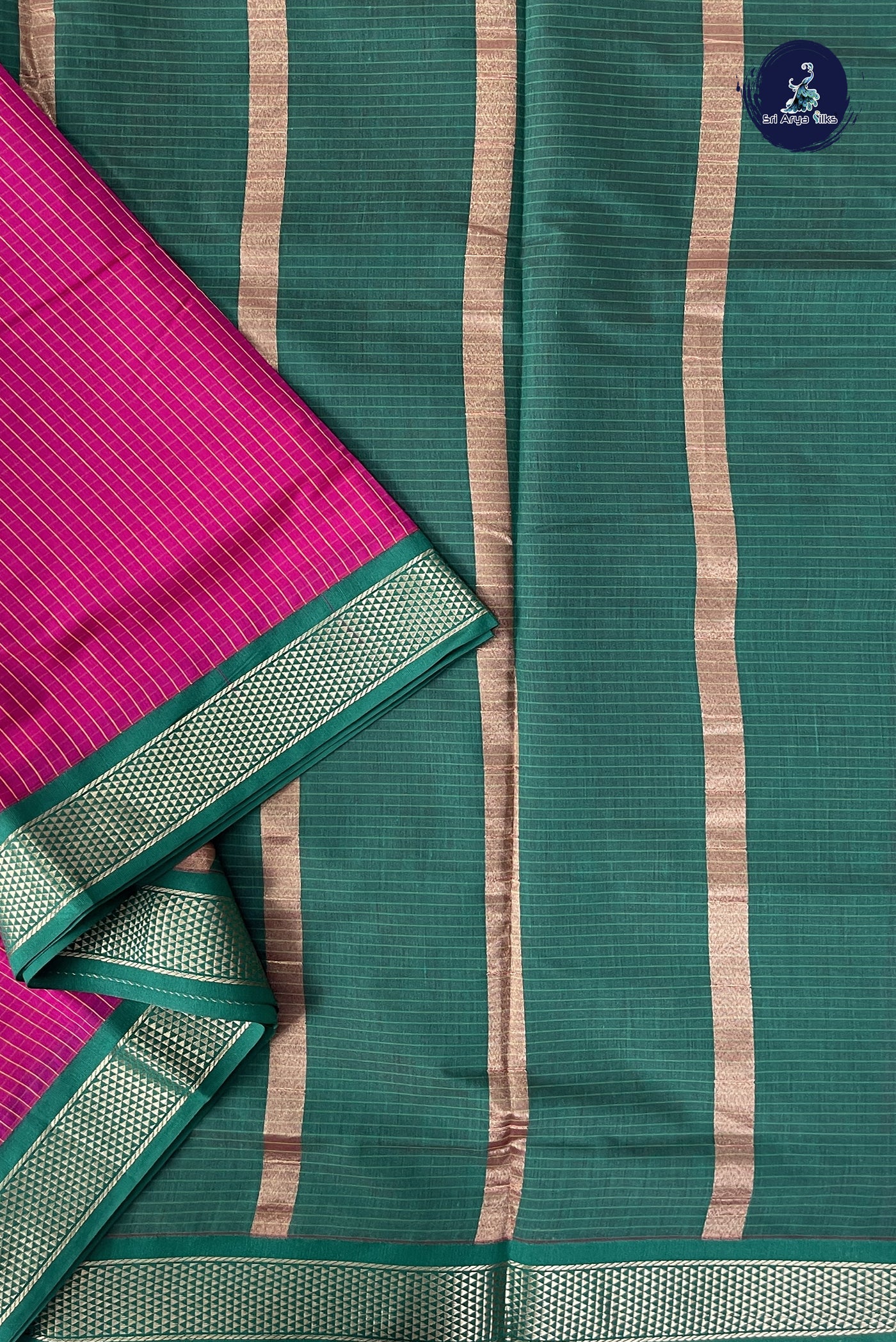 Dark Pink Madisar Semi Silk Cotton Saree With Checked Pattern