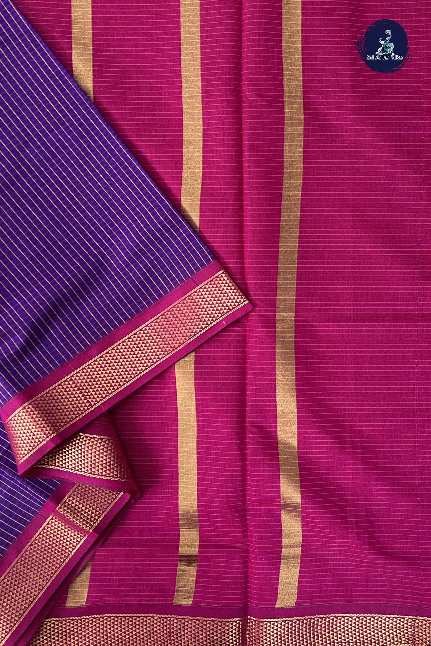 Violet Madisar Semi Silk Cotton Saree With Checked Pattern