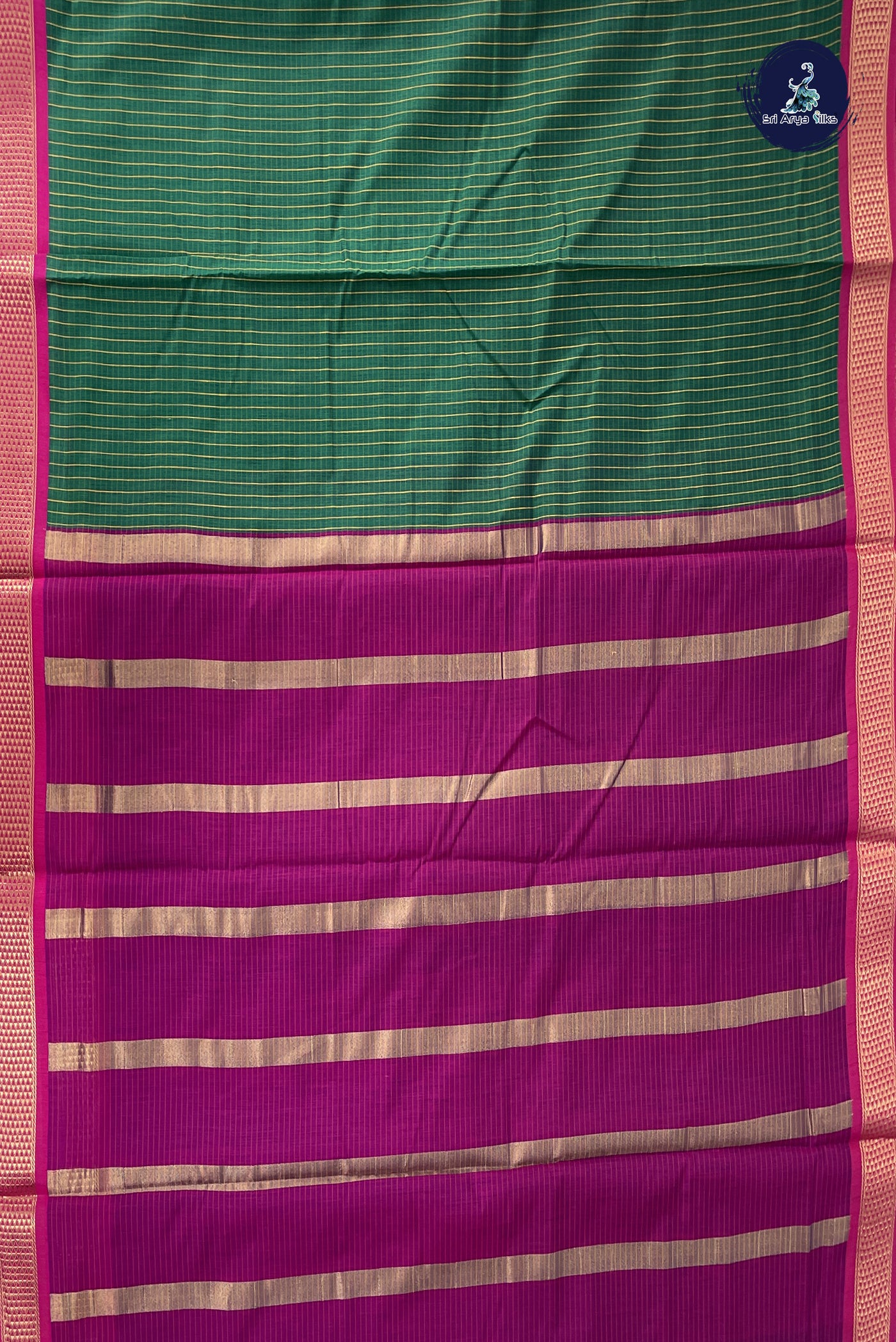 Green Madisar Semi Silk Cotton Saree With Checked Pattern