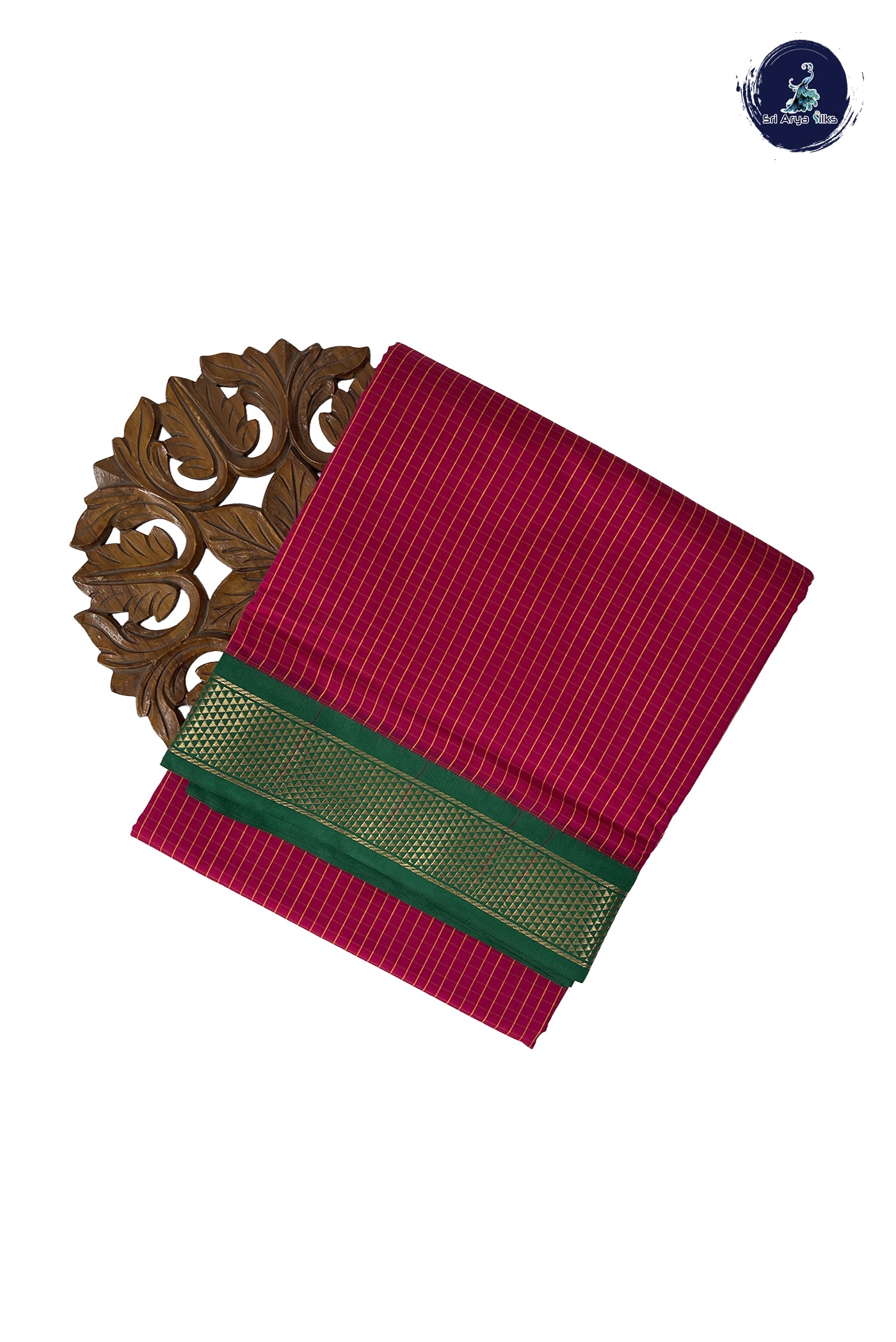 Dark Pink Madisar Semi Silk Cotton Saree With Checked Pattern