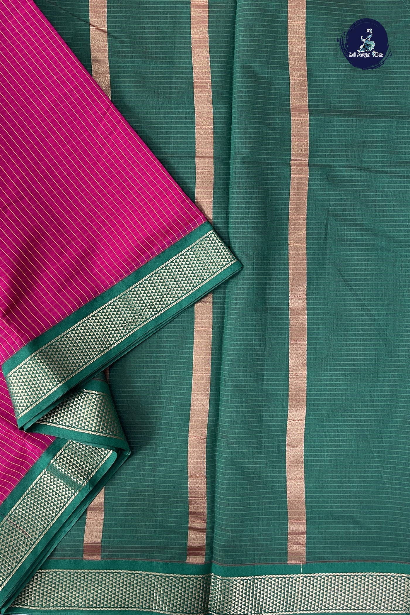 Dark Pink Madisar Semi Silk Cotton Saree With Checked Pattern
