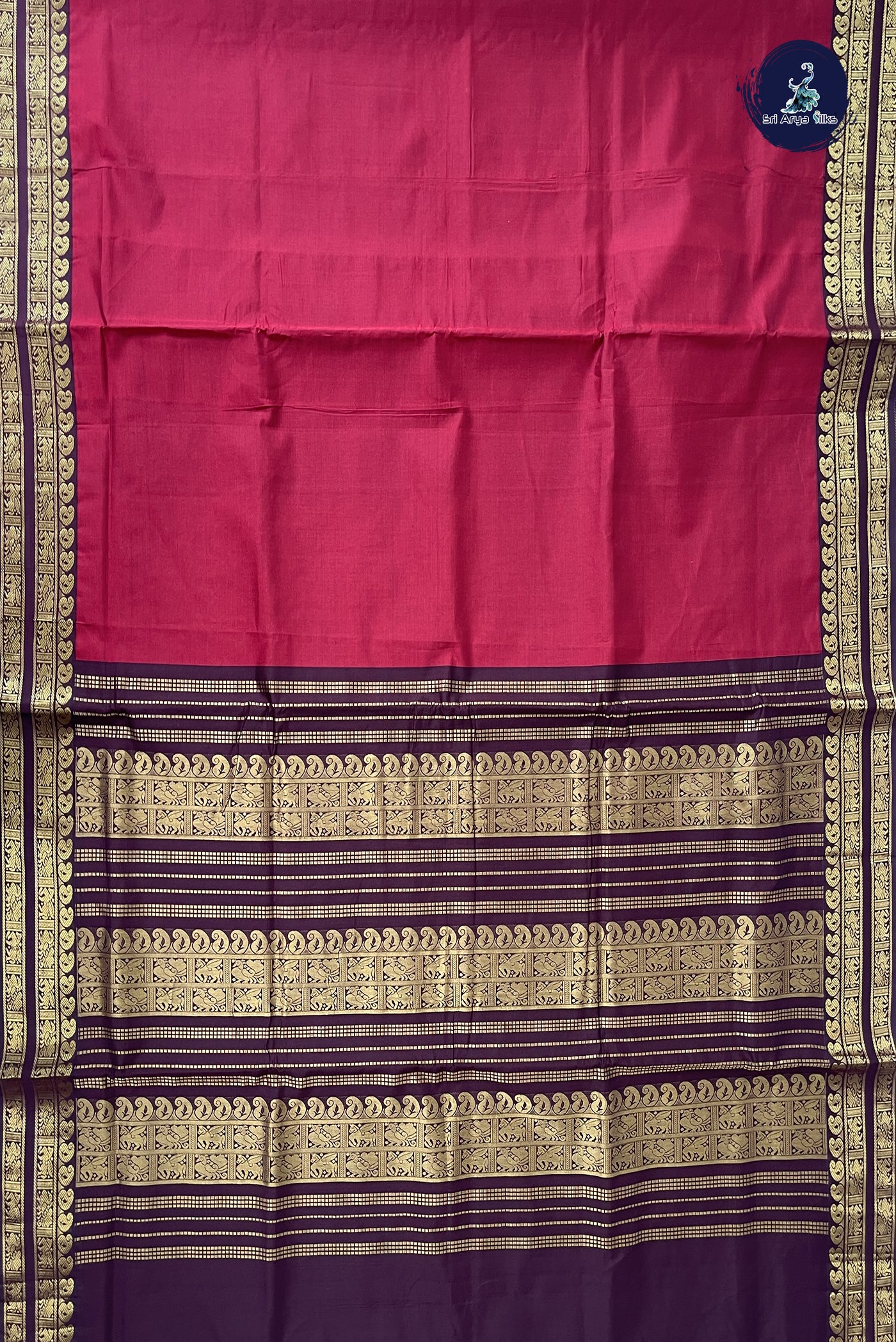 Arakku Madisar Semi Silk Cotton Saree With Plain Pattern