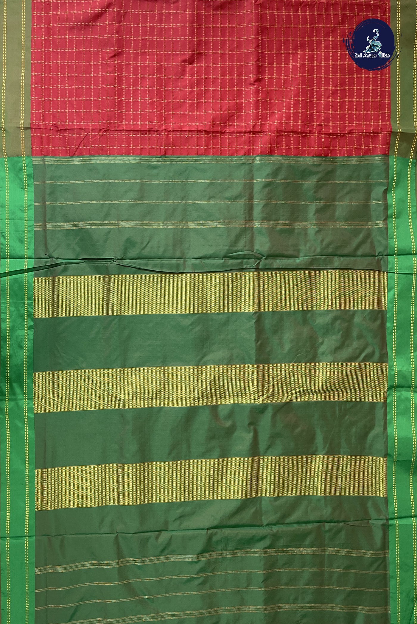 Maroon Madisar Semi Silk Saree With Zari Checked Pattern