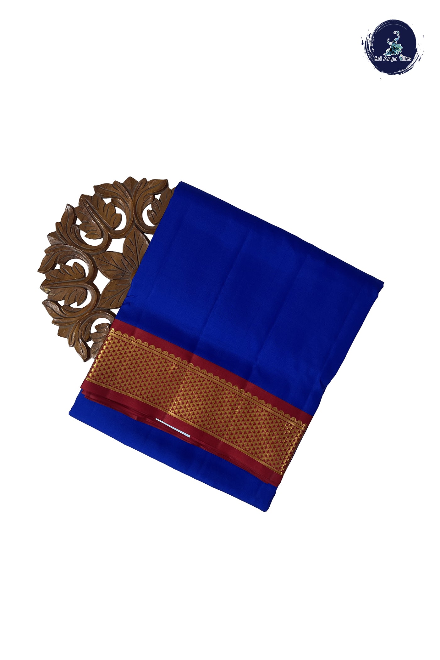 MS Blue Madisar 10 Yards Silk Saree With Plain Pattern