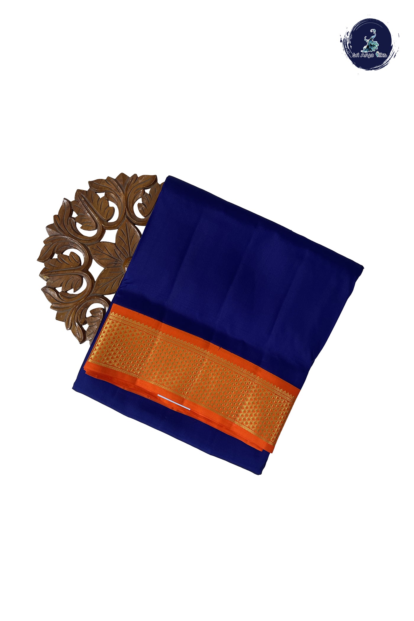 Ink Blue Madisar 10 Yards Silk Saree With Plain Pattern