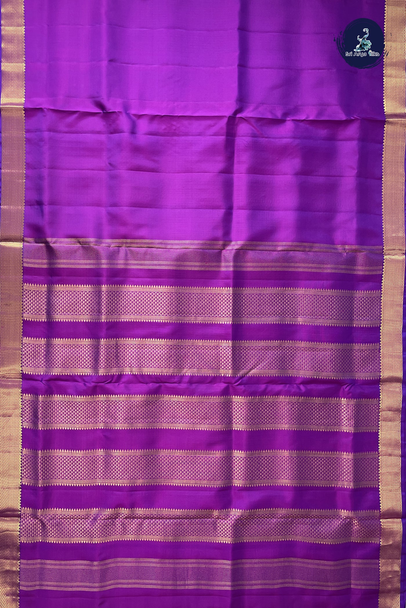Dual Tone Purple Madisar 10 Yards Silk Saree With Plain Pattern
