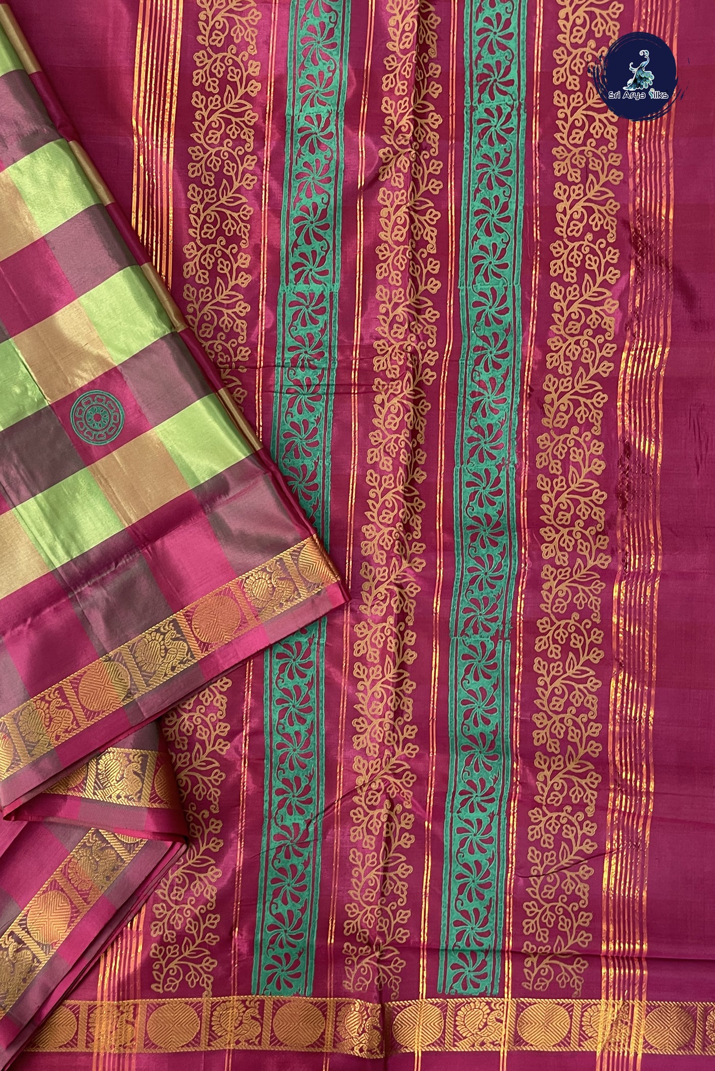 Multi Colour Vaazhainaar Pattu Madisar Silk Saree With Paalum Pazham Kattam Pattern