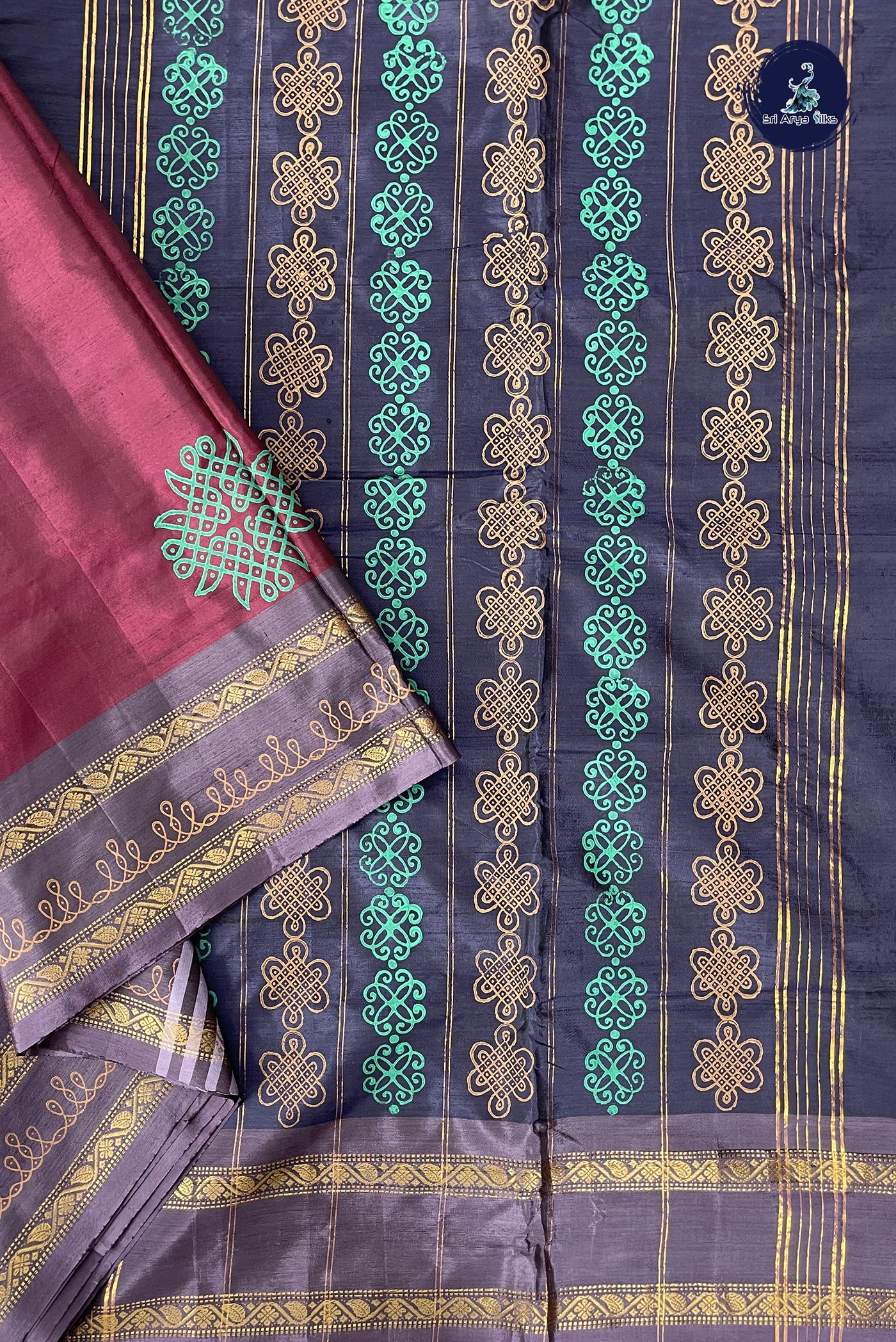 BeetRoot Shade Vaazhainaar Pattu Madisar Silk Saree With Printed Pattern