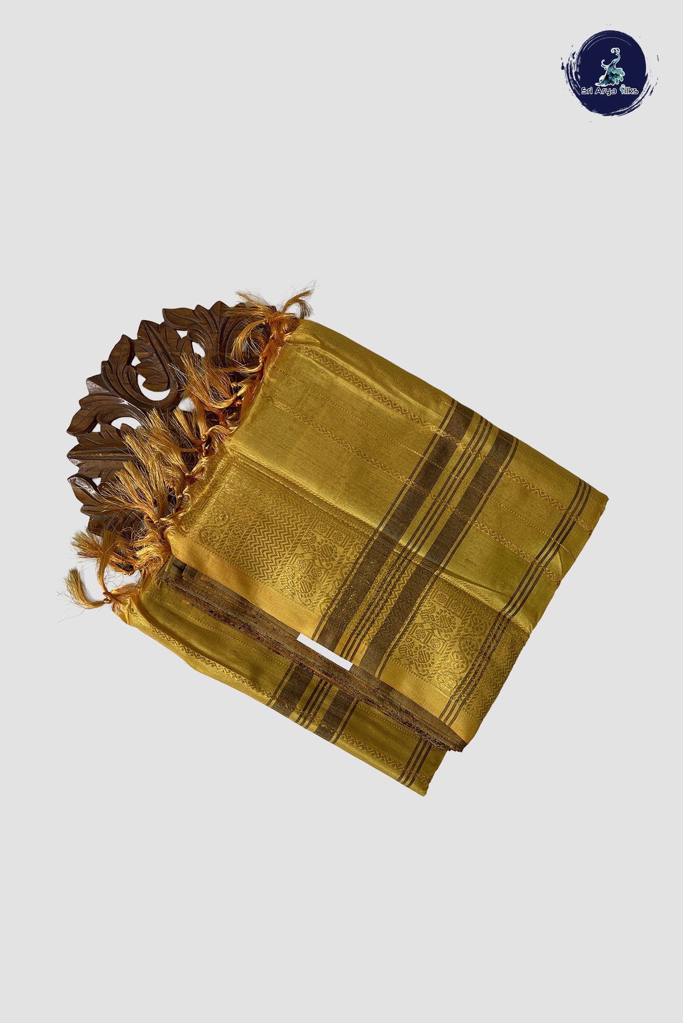 Brown Vaazhainaar Pattu Madisar Silk Saree With Veldhari Stripes Pattern