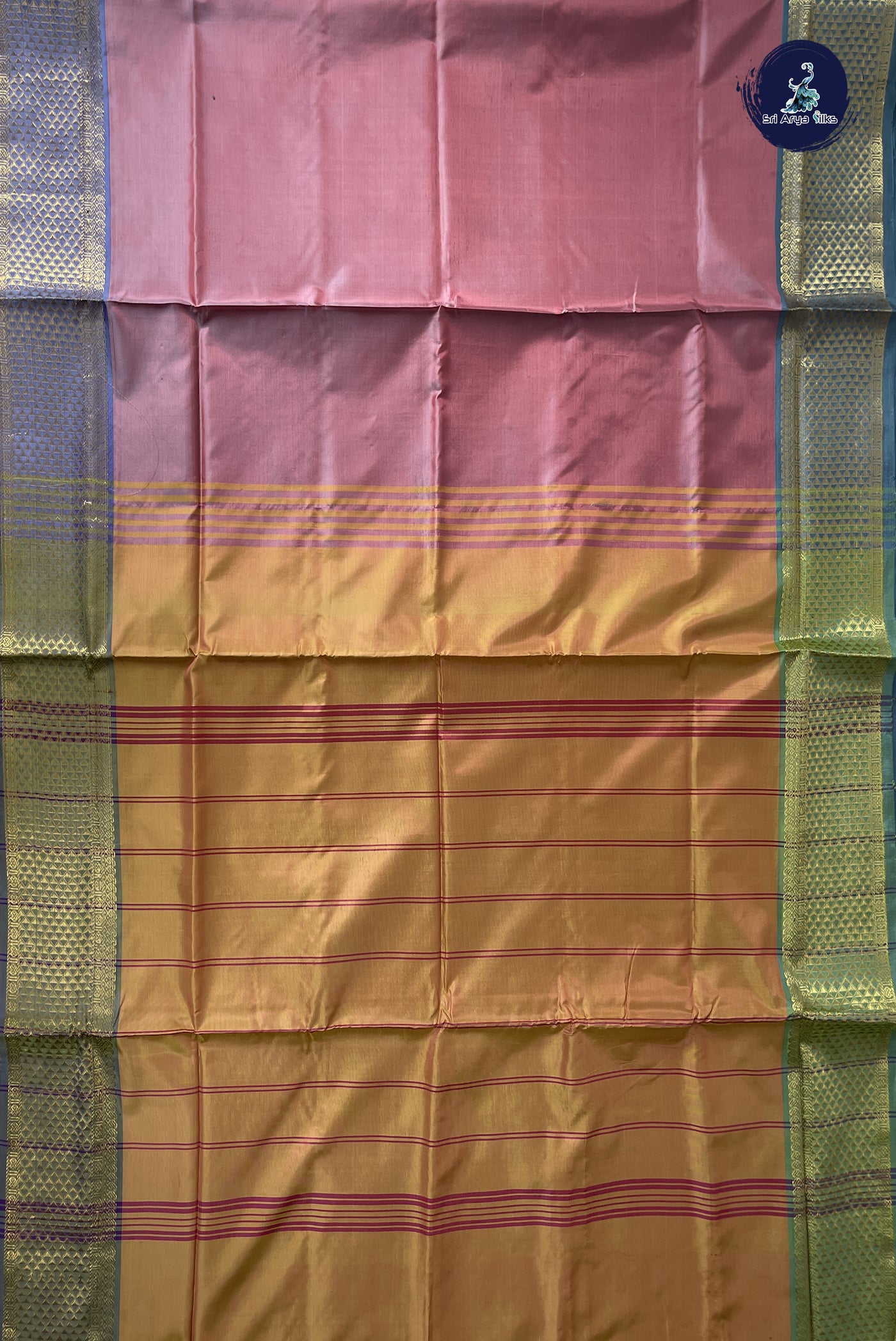 Pink Vaazhainaar Pattu Madisar Silk Saree With Plain Pattern