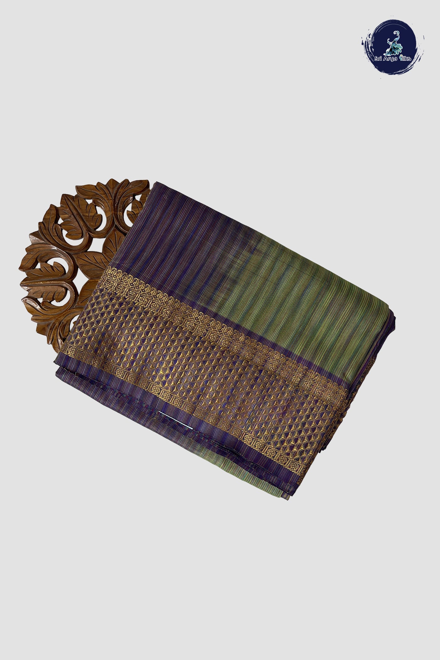 Green Vaazhainaar Pattu Madisar Silk Saree With Stripes Pattern