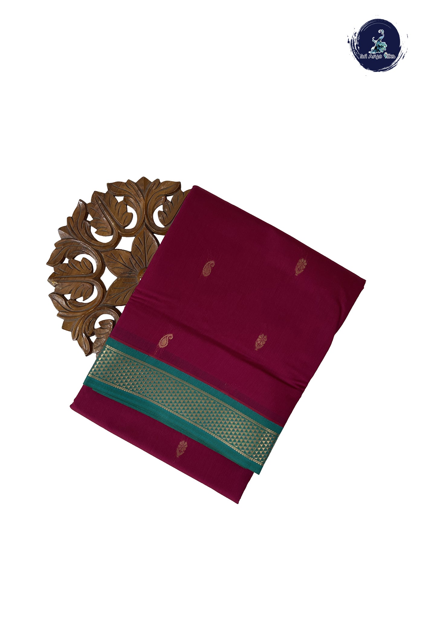 Magenta Madisar Semi Silk Cotton Saree With Zari Buttas Pattern