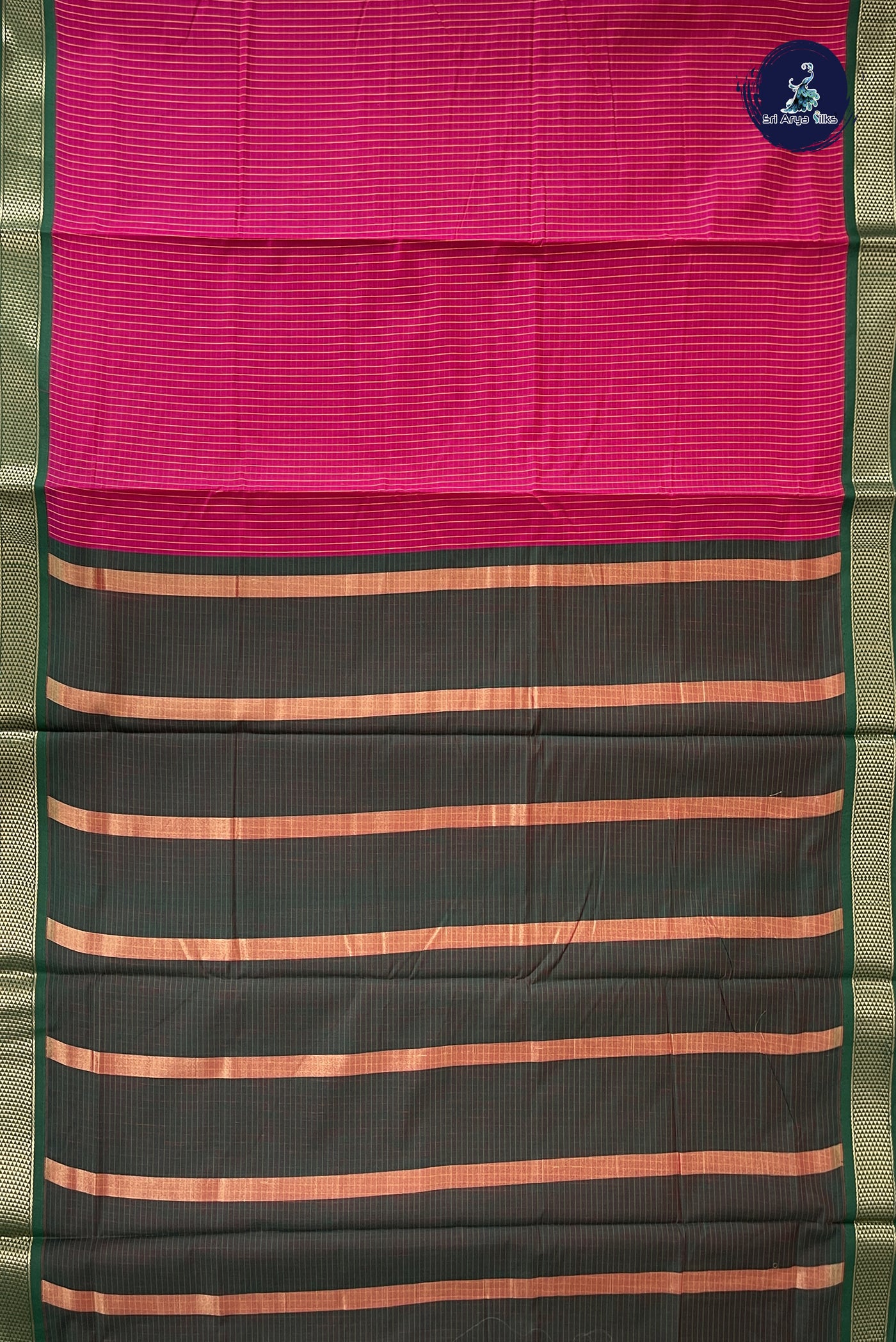Dark Pink Madisar Semi Silk Cotton Saree With Checked Pattern