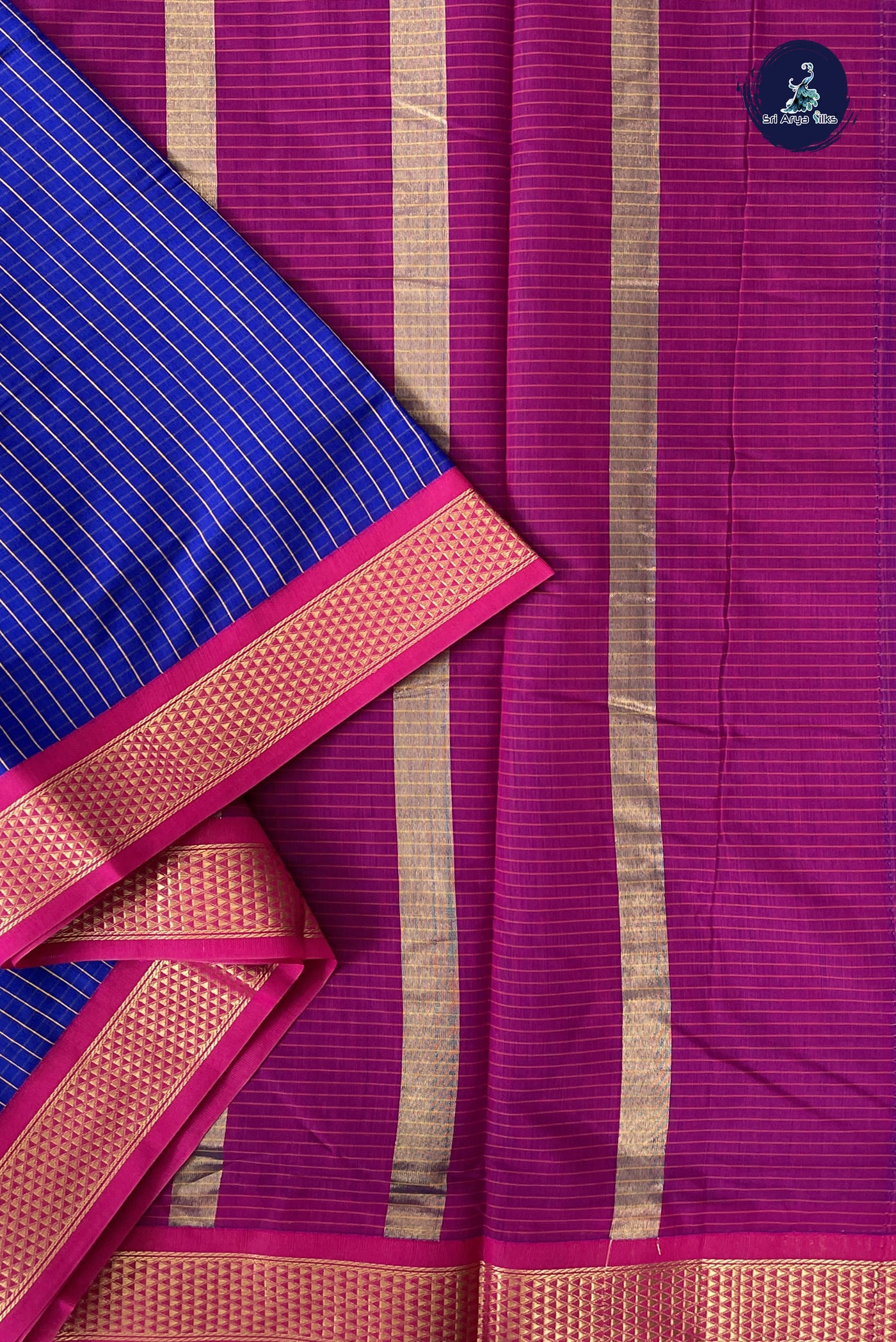 MS Blue Madisar Semi Silk Cotton Saree With Checked Pattern
