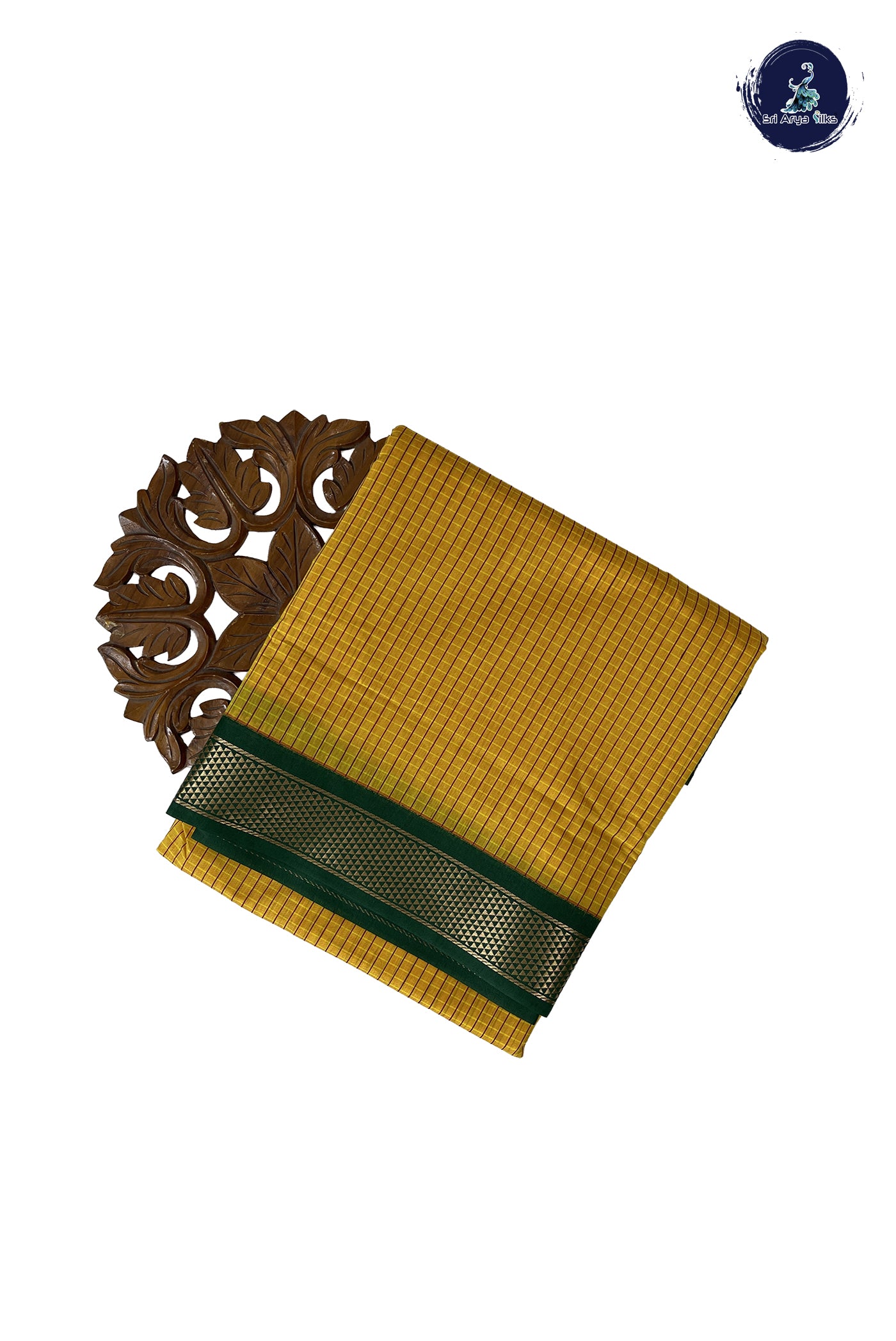 Yellow Madisar Semi Silk Cotton Saree With Checked Pattern