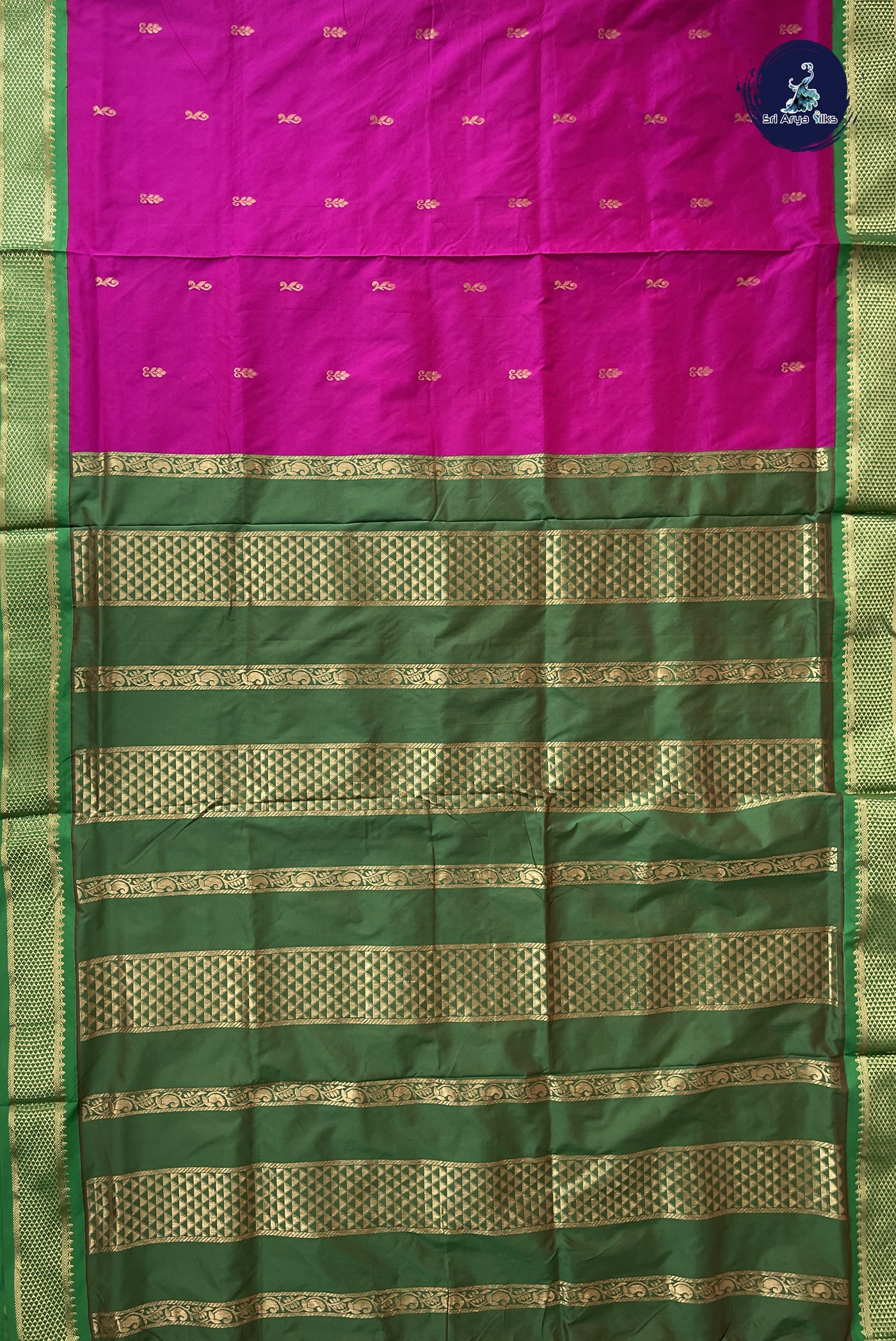Magenta Madisar Semi Silk Saree With Zari Buttas Pattern