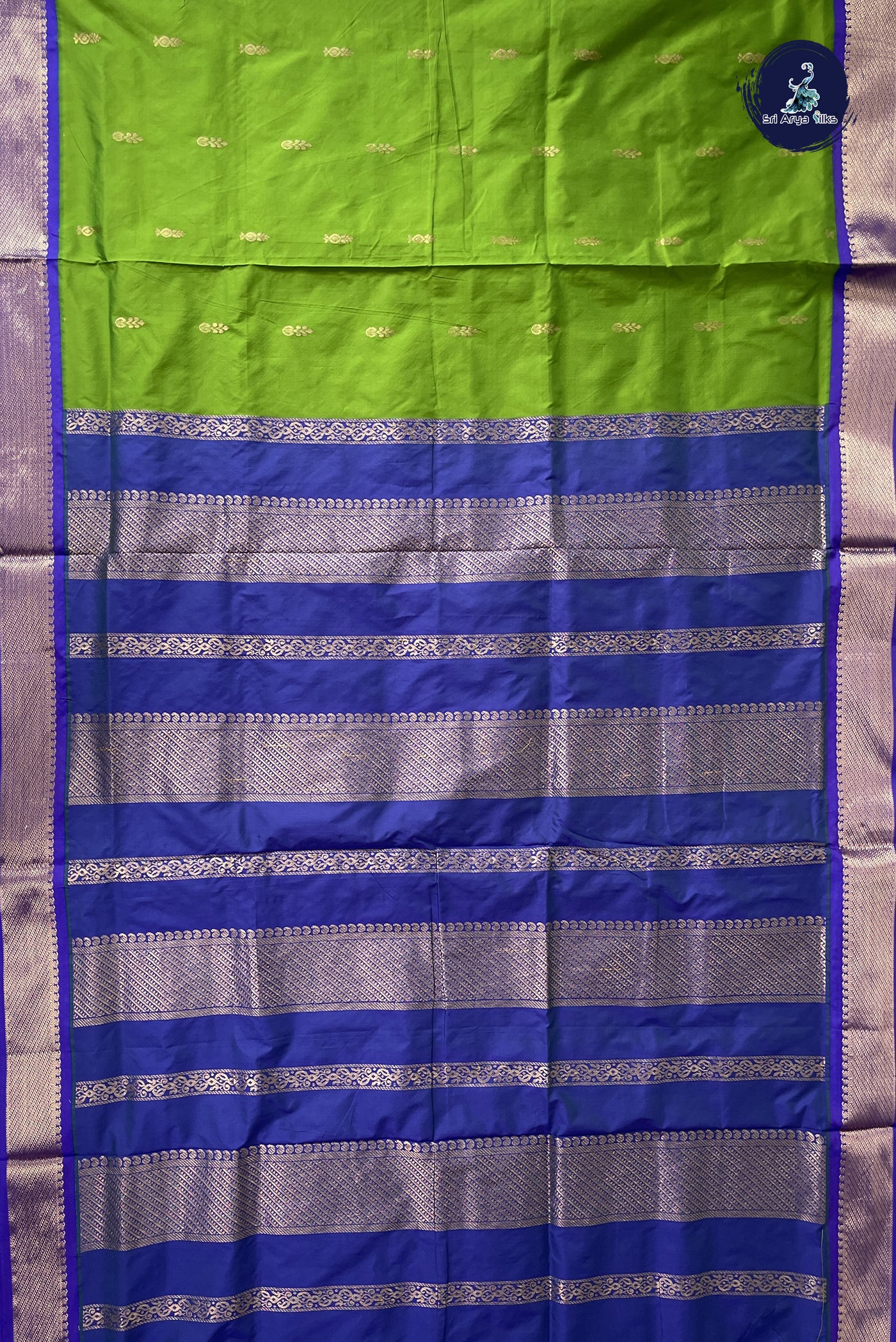 Green Madisar Semi Silk Saree With Zari Buttas Pattern