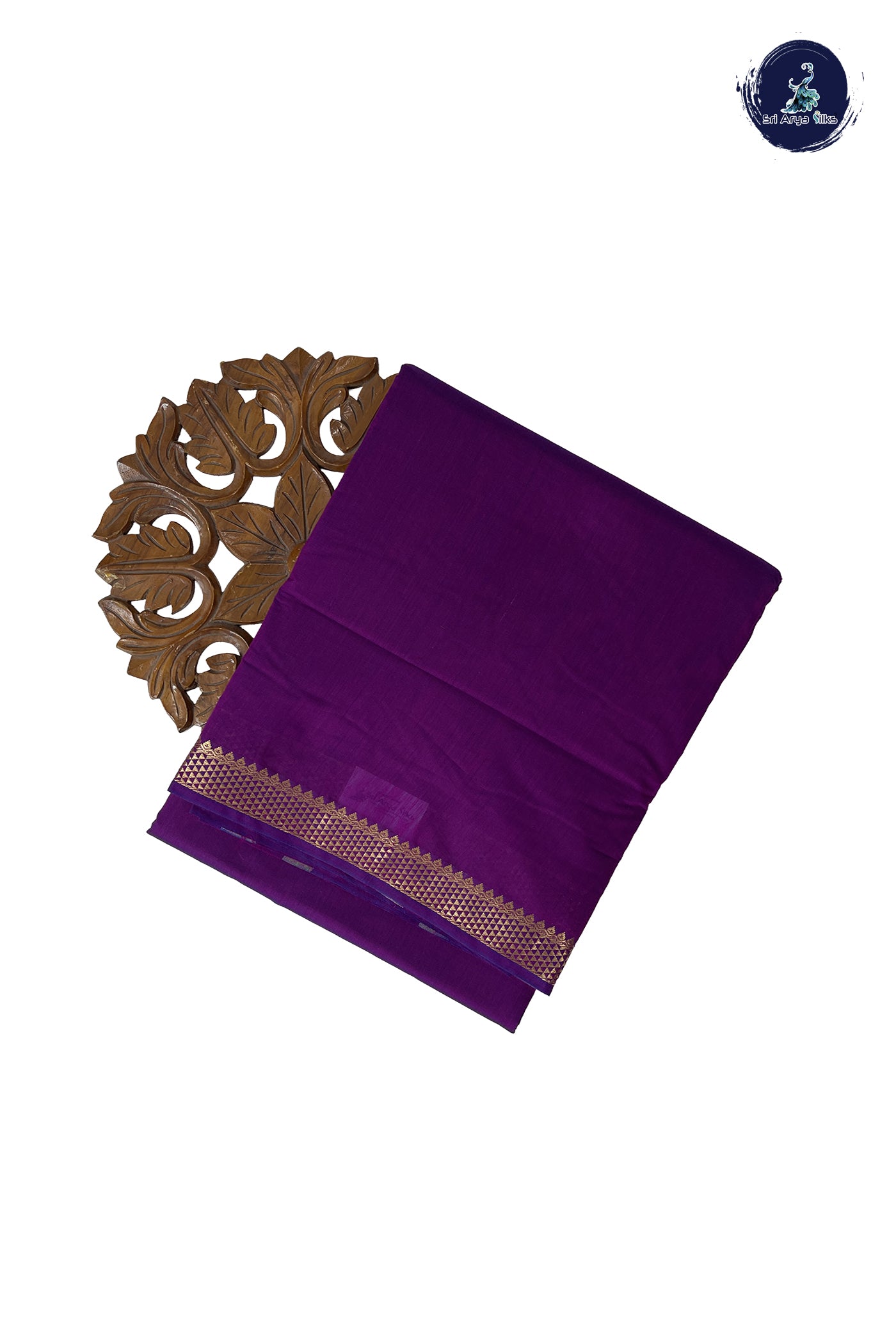 Purple Madisar Semi Silk Cotton Saree With Plain Pattern