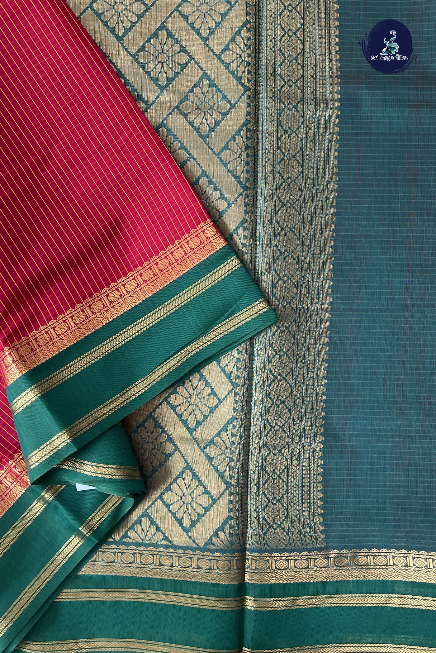 Dark Pink Madisar Semi Silk Cotton Saree With Checked Pattern