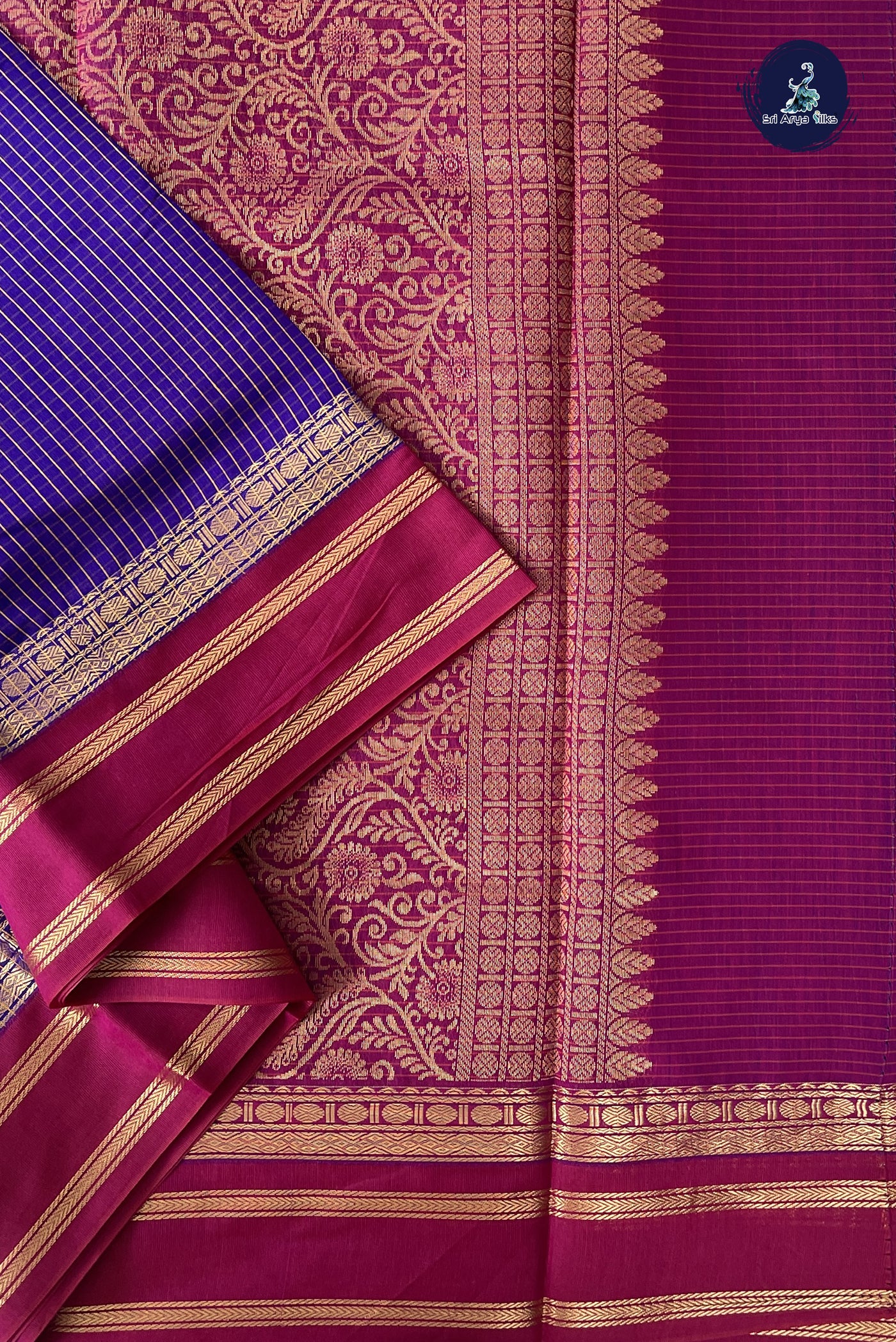 Violet Madisar Semi Silk Cotton Saree With Checked Pattern