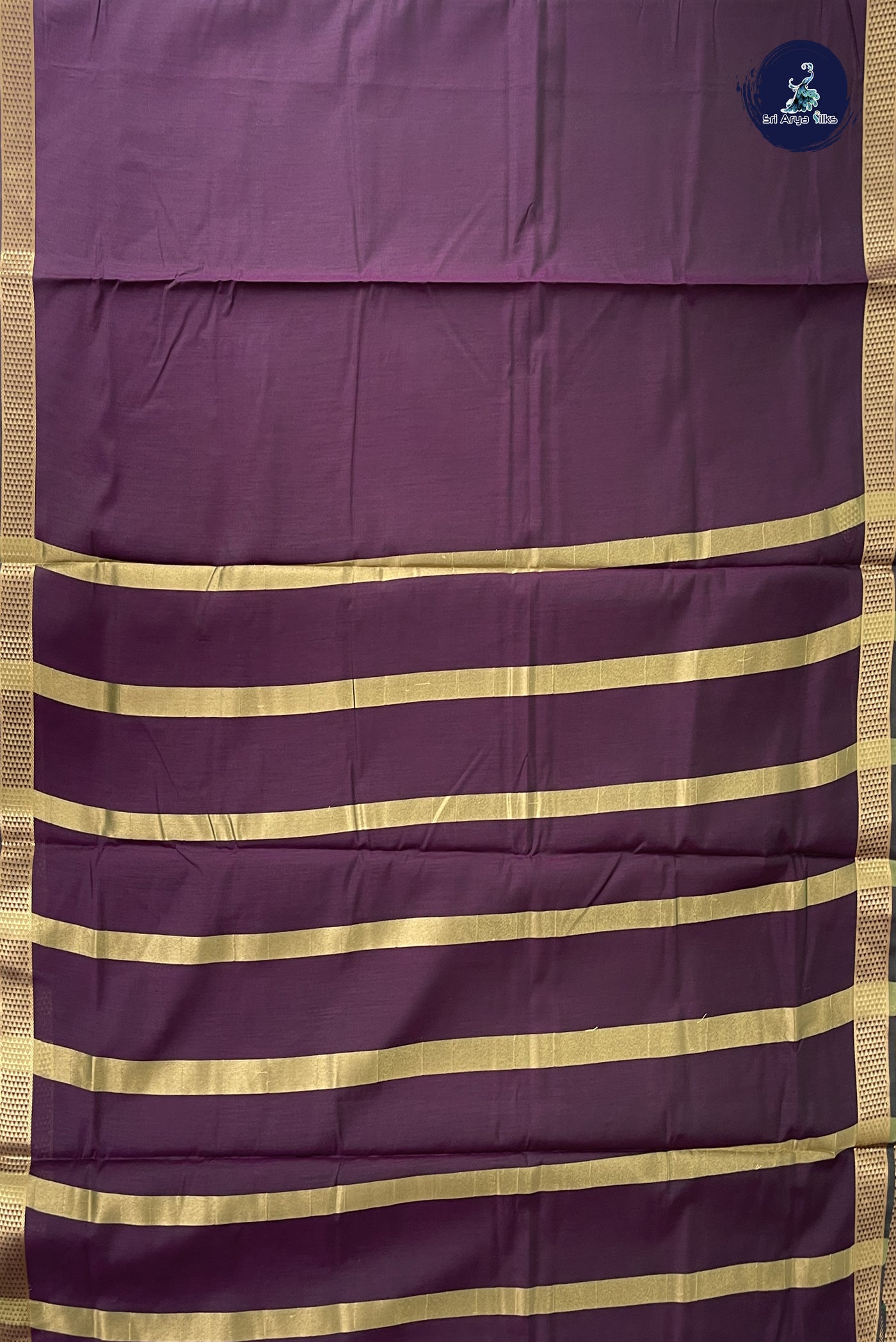 Dual Tone Purple Madisar Semi Silk Cotton Saree With Plain Pattern