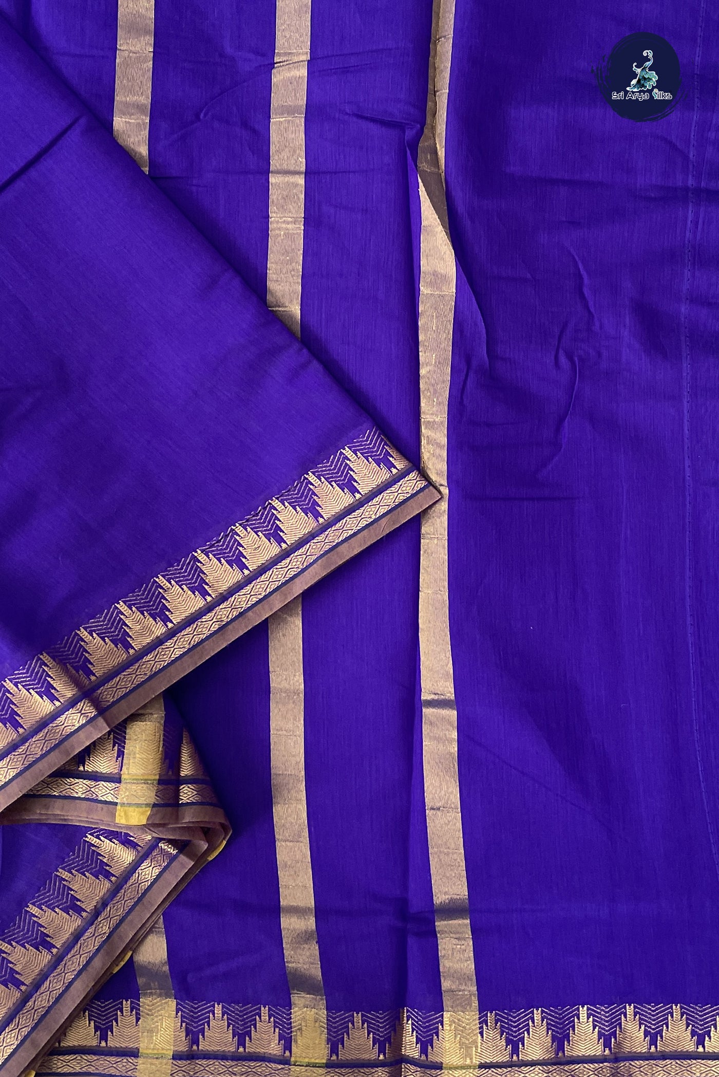 Violet Madisar Semi Silk Cotton Saree With Plain Pattern