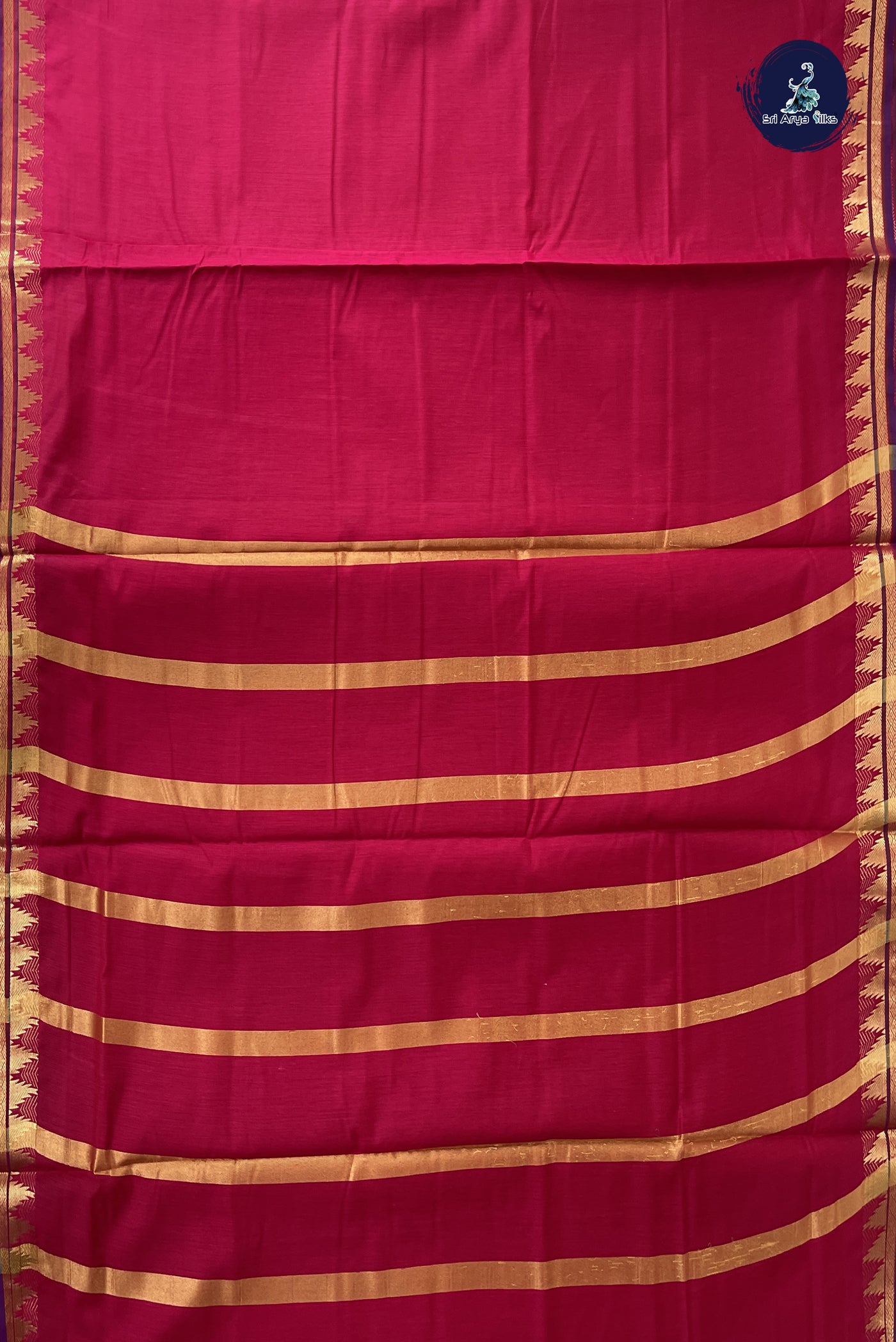 Pink Madisar Semi Silk Cotton Saree With Plain Pattern