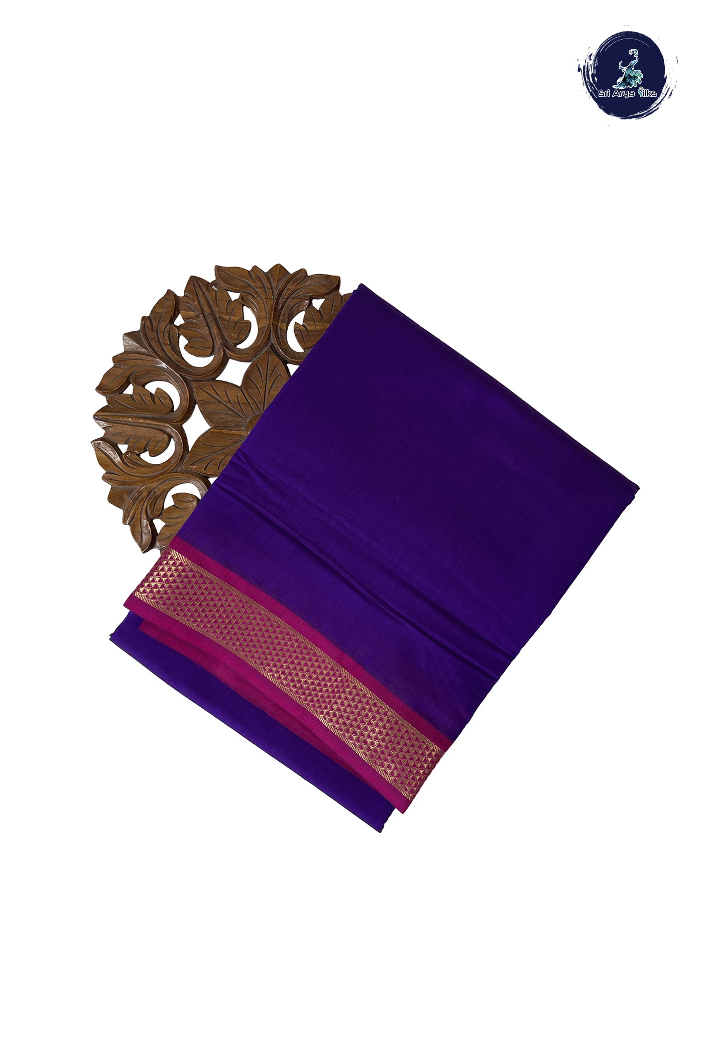 Violet Madisar Semi Silk Cotton Saree With Plain Pattern