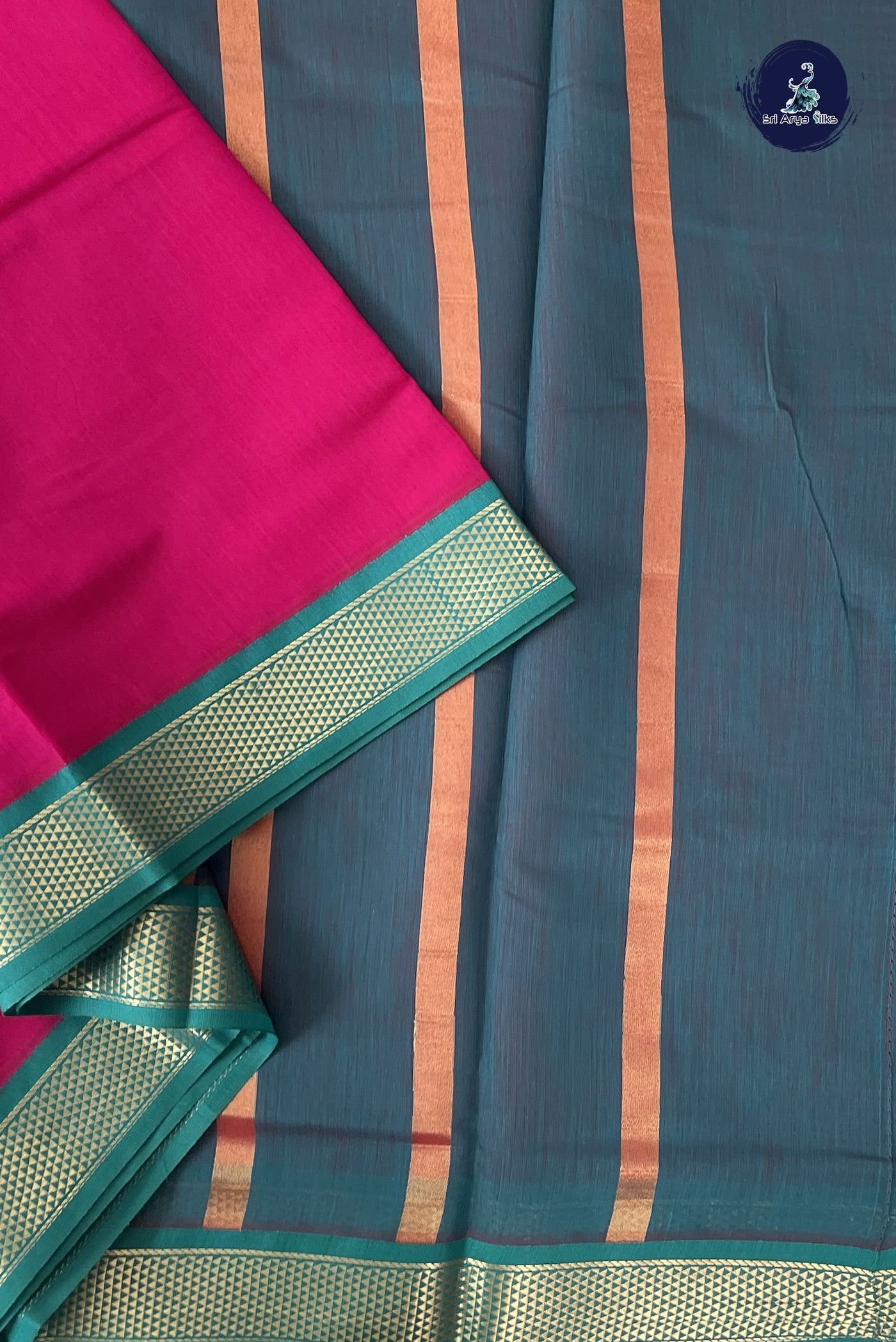 Pink Madisar Semi Silk Cotton Saree With Plain Pattern