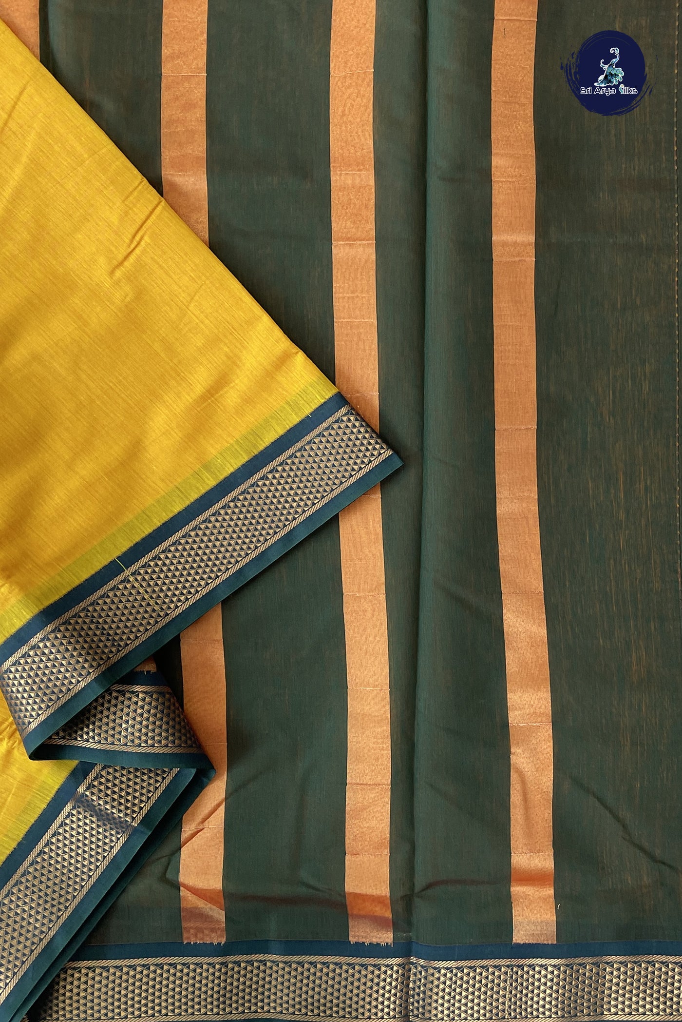 Yellow Madisar Semi Silk Cotton Saree With Plain Pattern