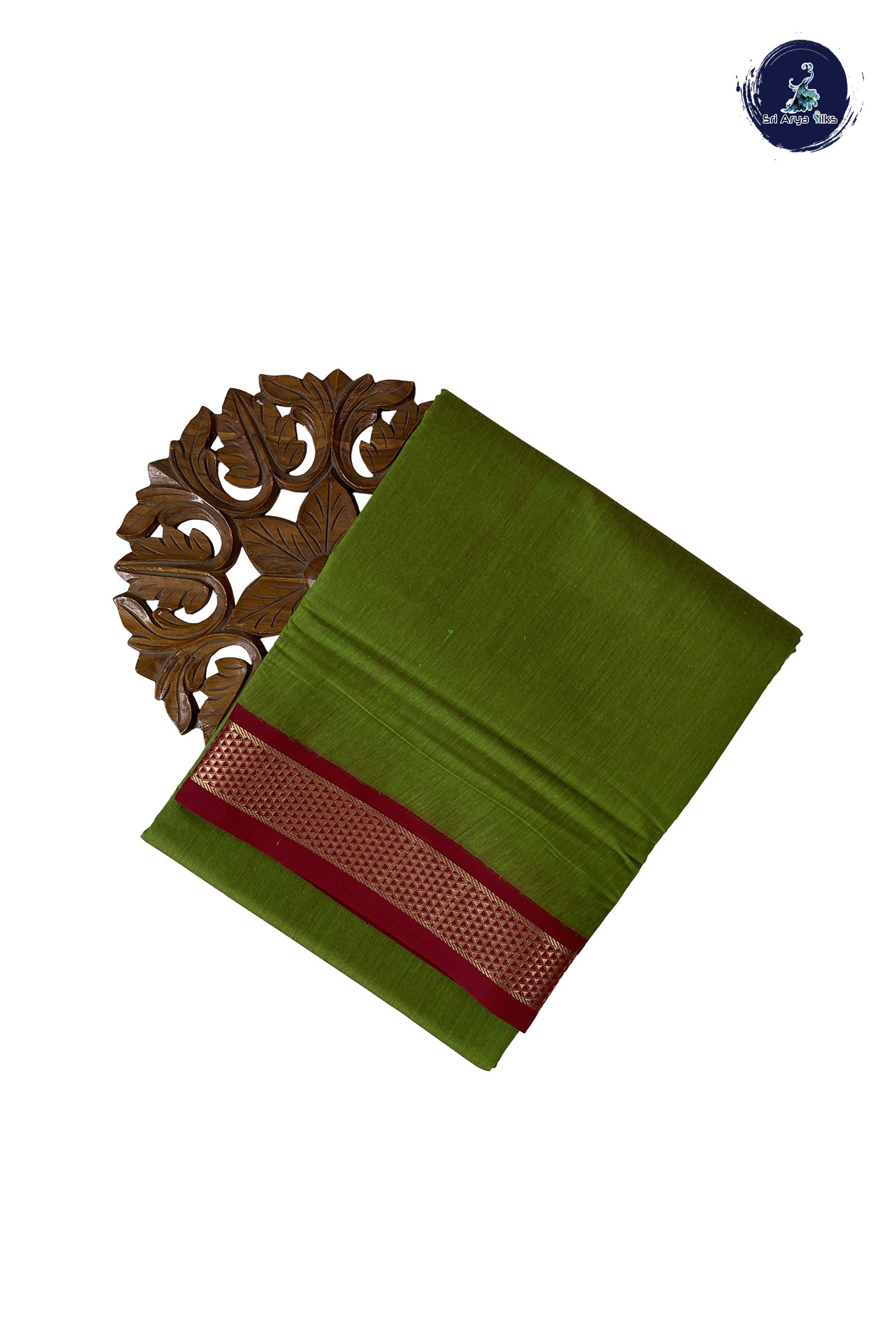 Dual Tone Green Madisar Semi Silk Cotton Saree With Plain Pattern