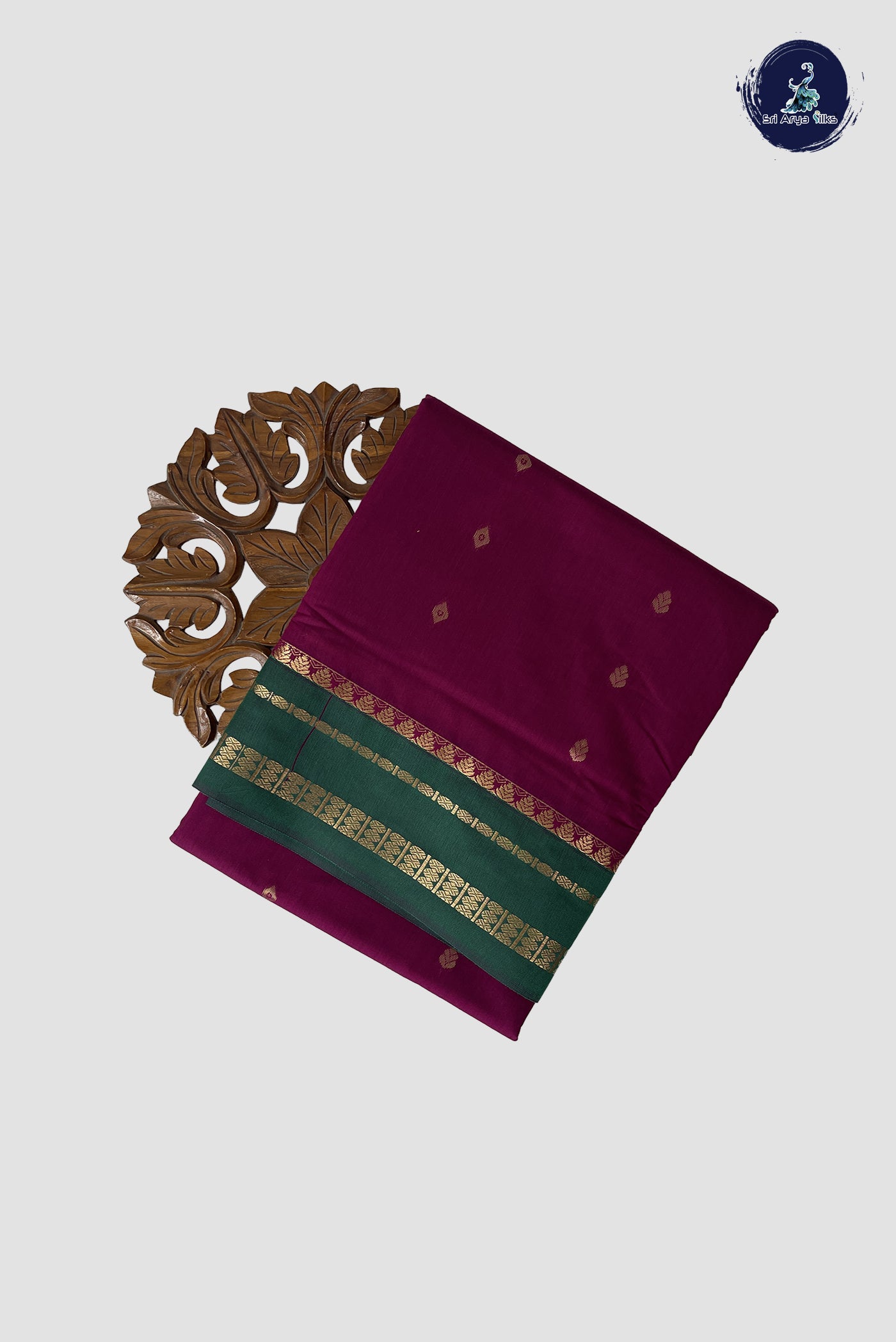 Burgundy Madisar Semi Silk Cotton Saree With Zari Buttas Pattern