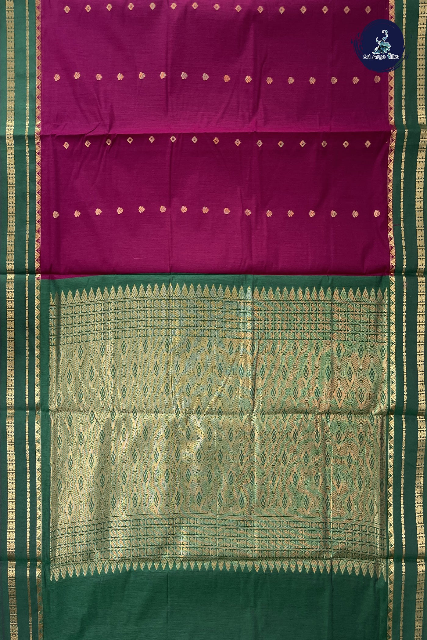Burgundy Madisar Semi Silk Cotton Saree With Zari Buttas Pattern