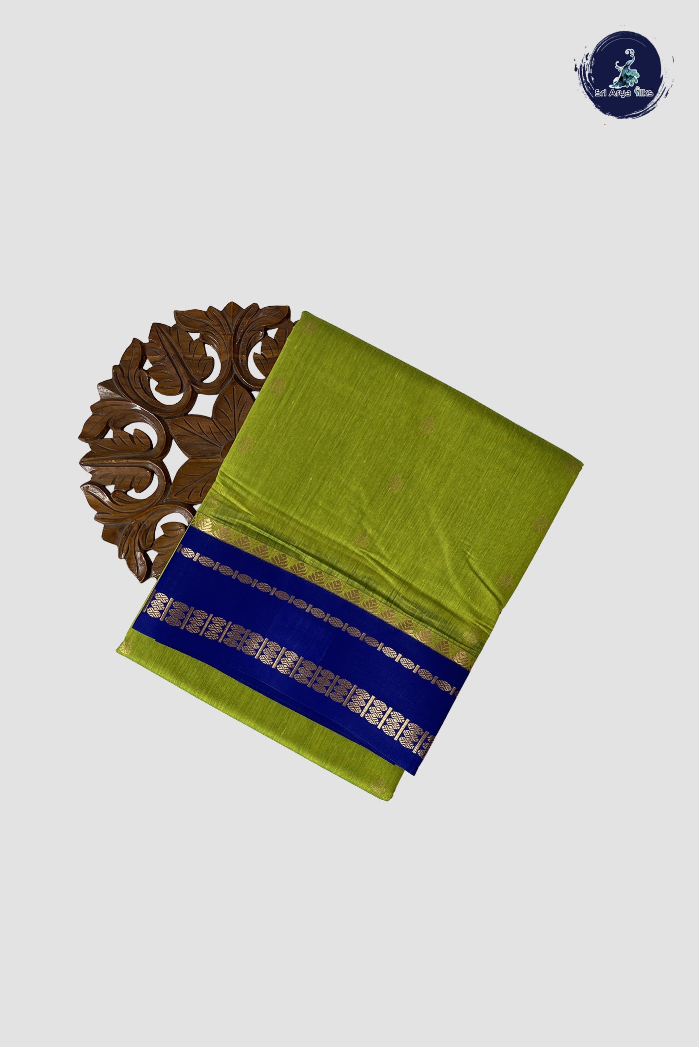Light Green Madisar Semi Silk Cotton Saree With Zari Buttas Pattern