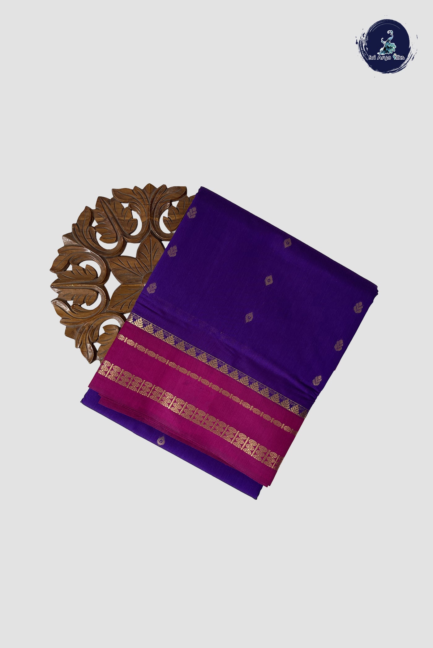 Violet Madisar Semi Silk Cotton Saree With Zari Buttas Pattern