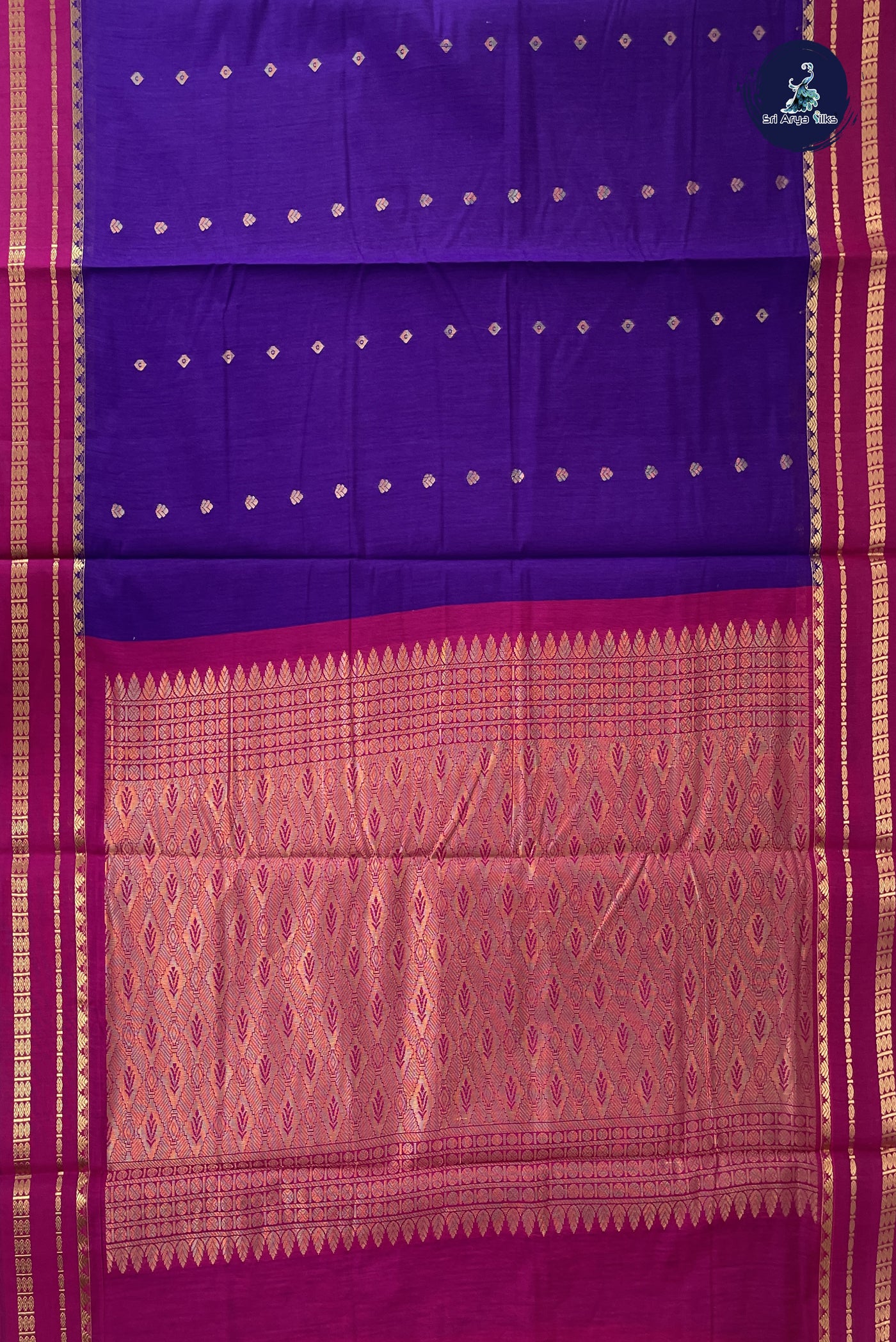 Violet Madisar Semi Silk Cotton Saree With Zari Buttas Pattern