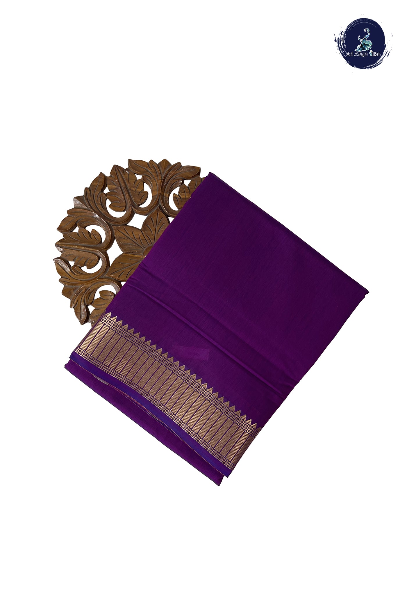 Purple Madisar Semi Silk Cotton Saree With Plain Pattern