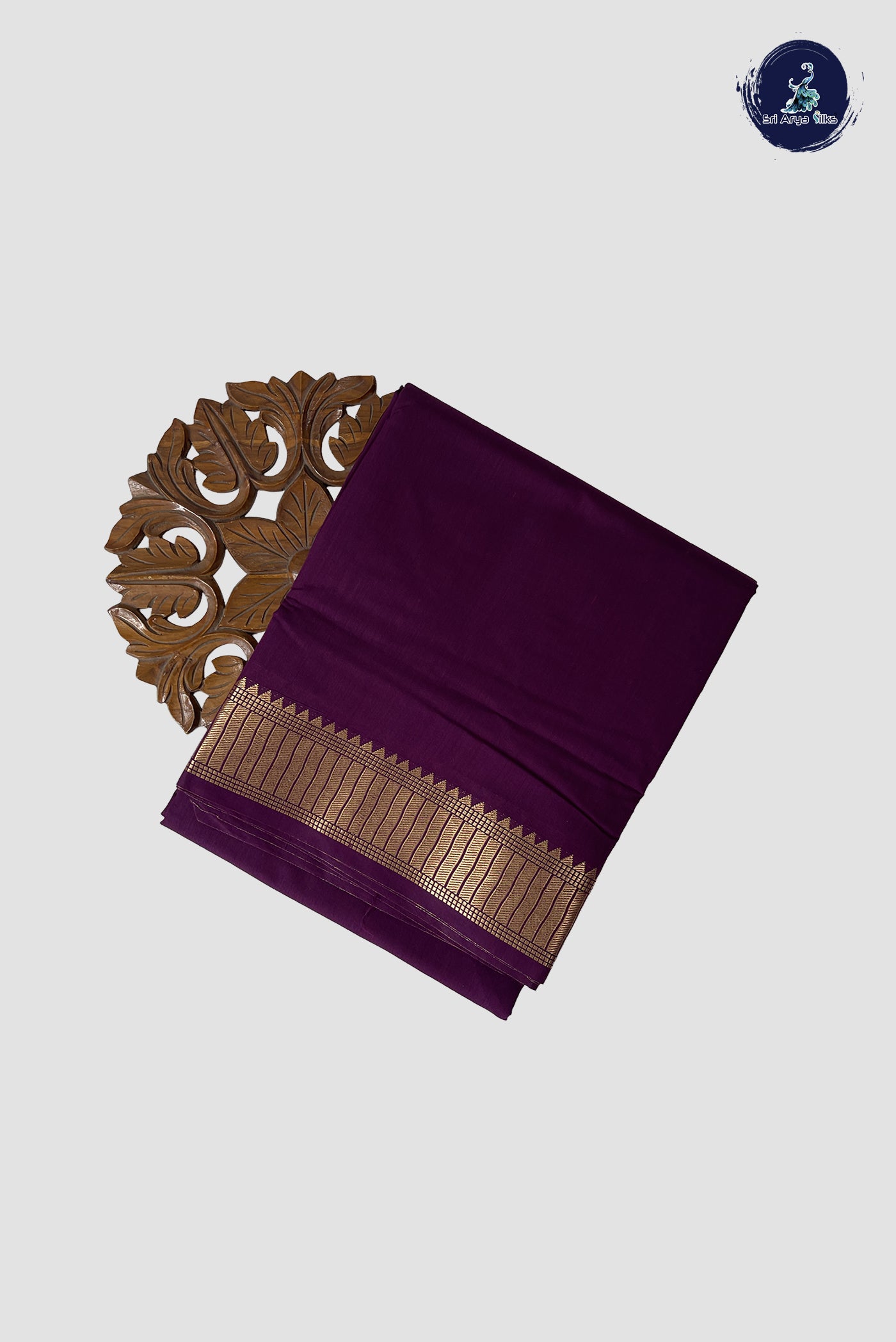 Burgundy Madisar Semi Silk Cotton Saree With Plain Pattern