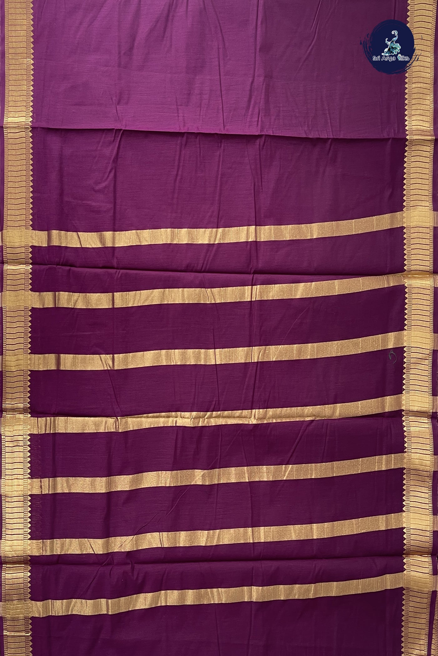 Burgundy Madisar Semi Silk Cotton Saree With Plain Pattern