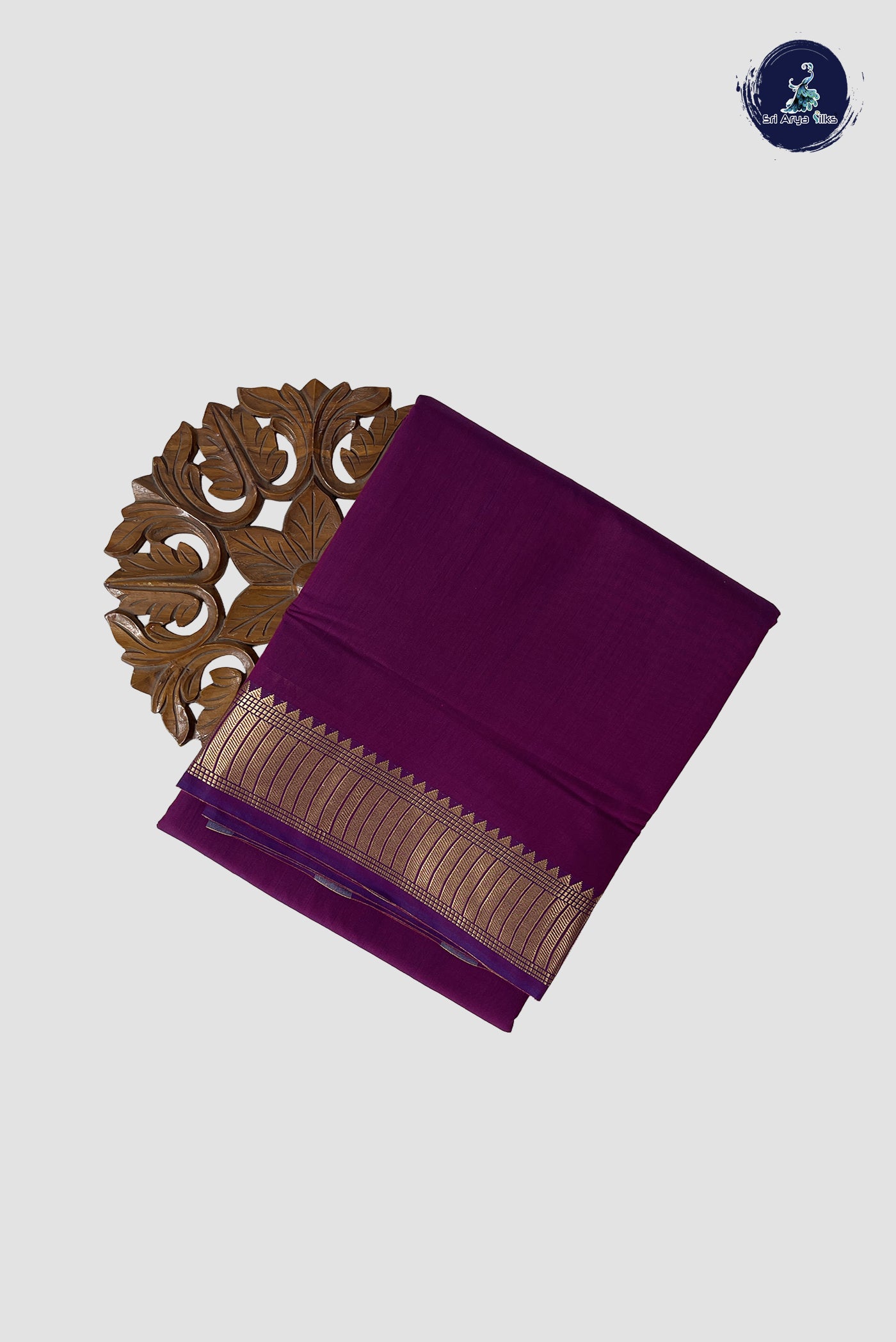 Magenta Purple Madisar Semi Silk Cotton Saree With Plain Pattern