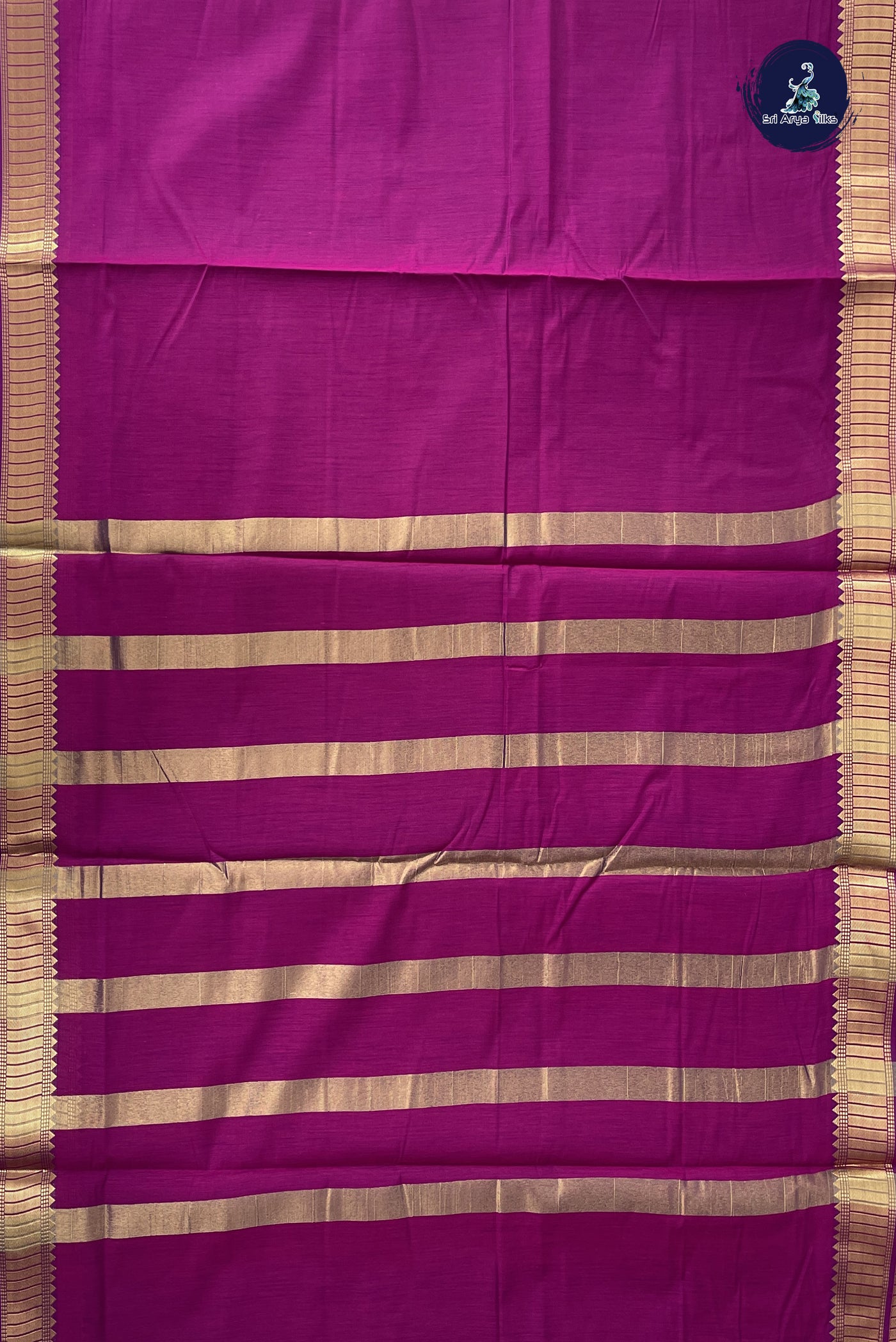 Magenta Madisar Semi Silk Cotton Saree With Plain Pattern
